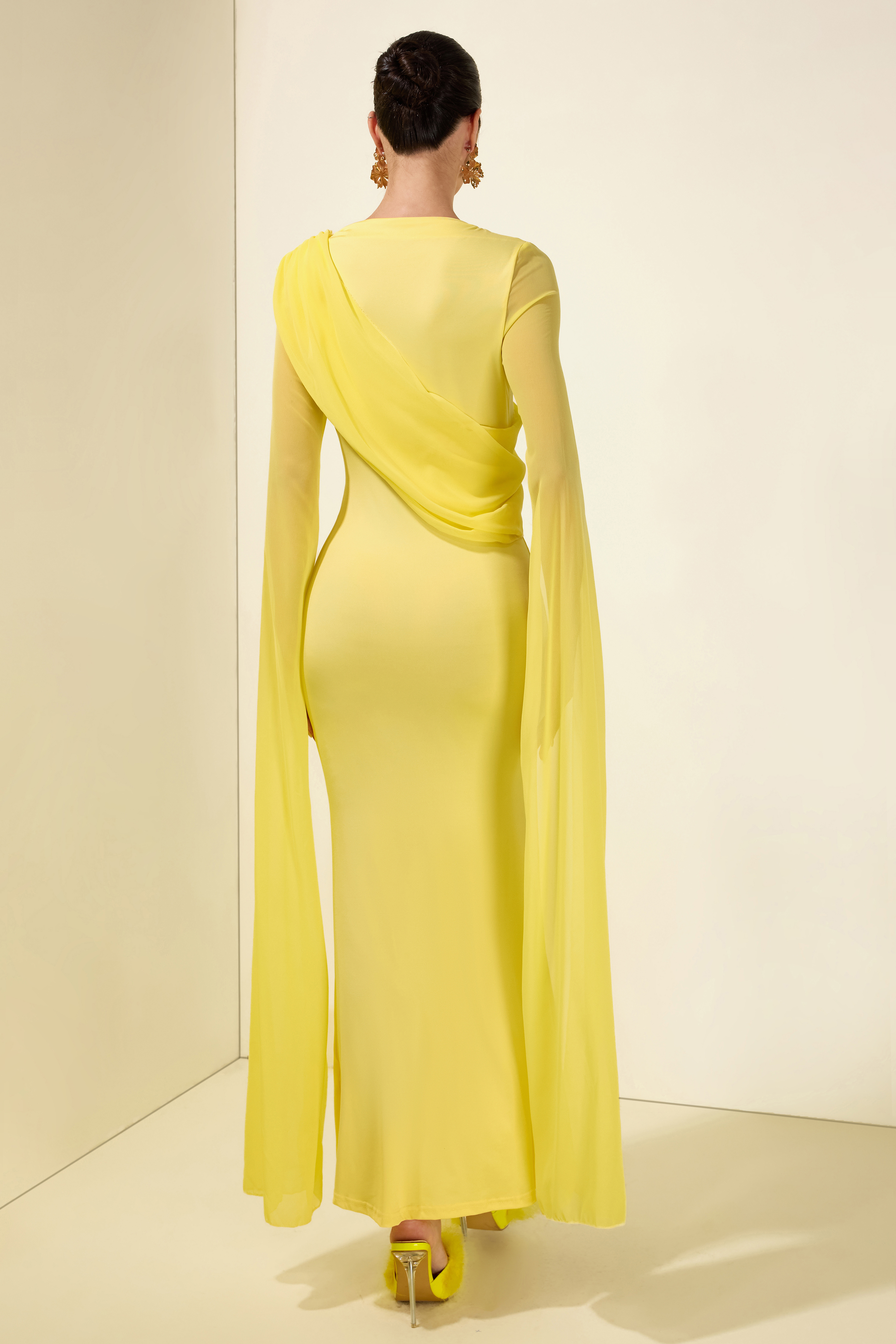 Cape Sleeve Bodycon Midi Dress