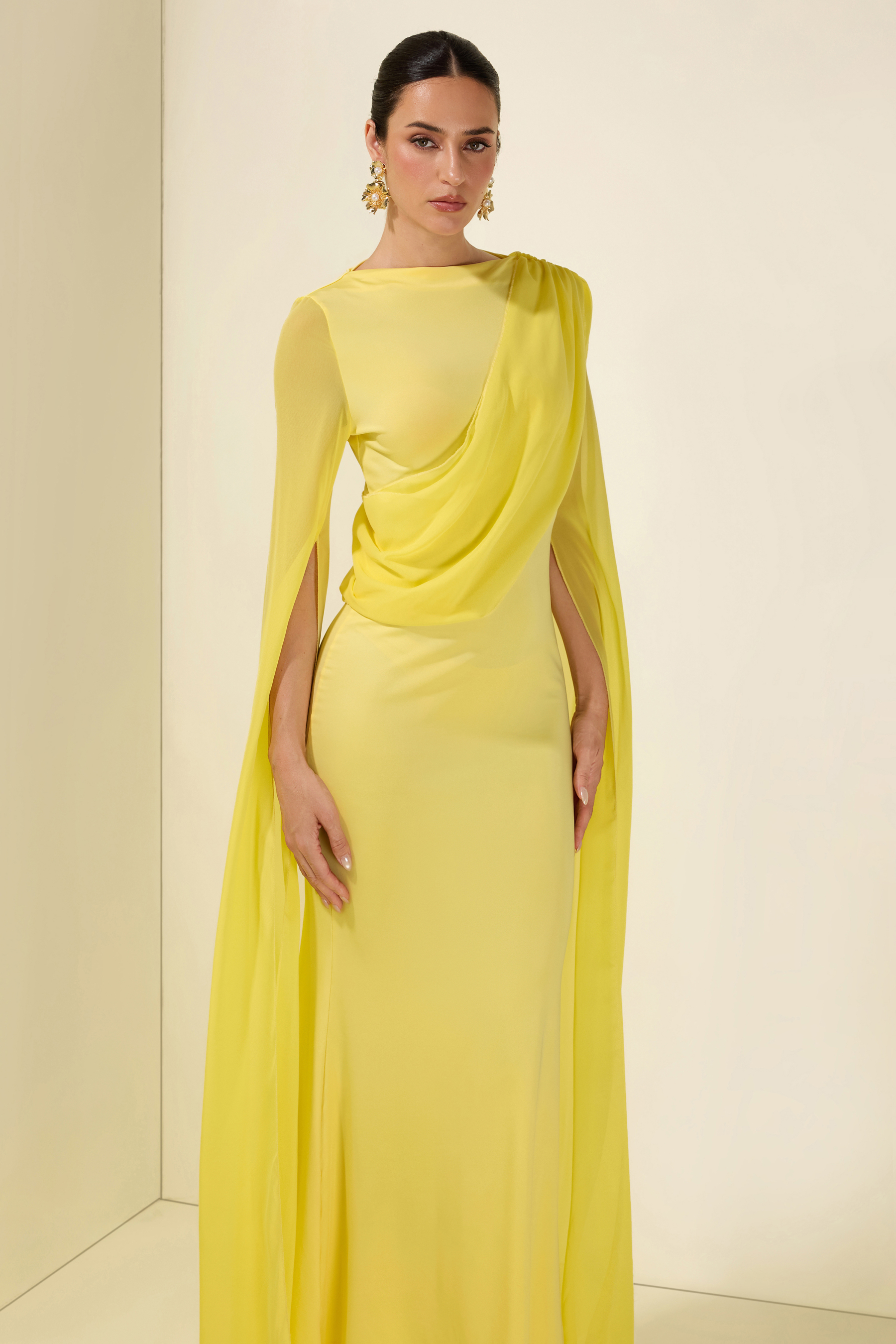 Cape Sleeve Bodycon Midi Dress