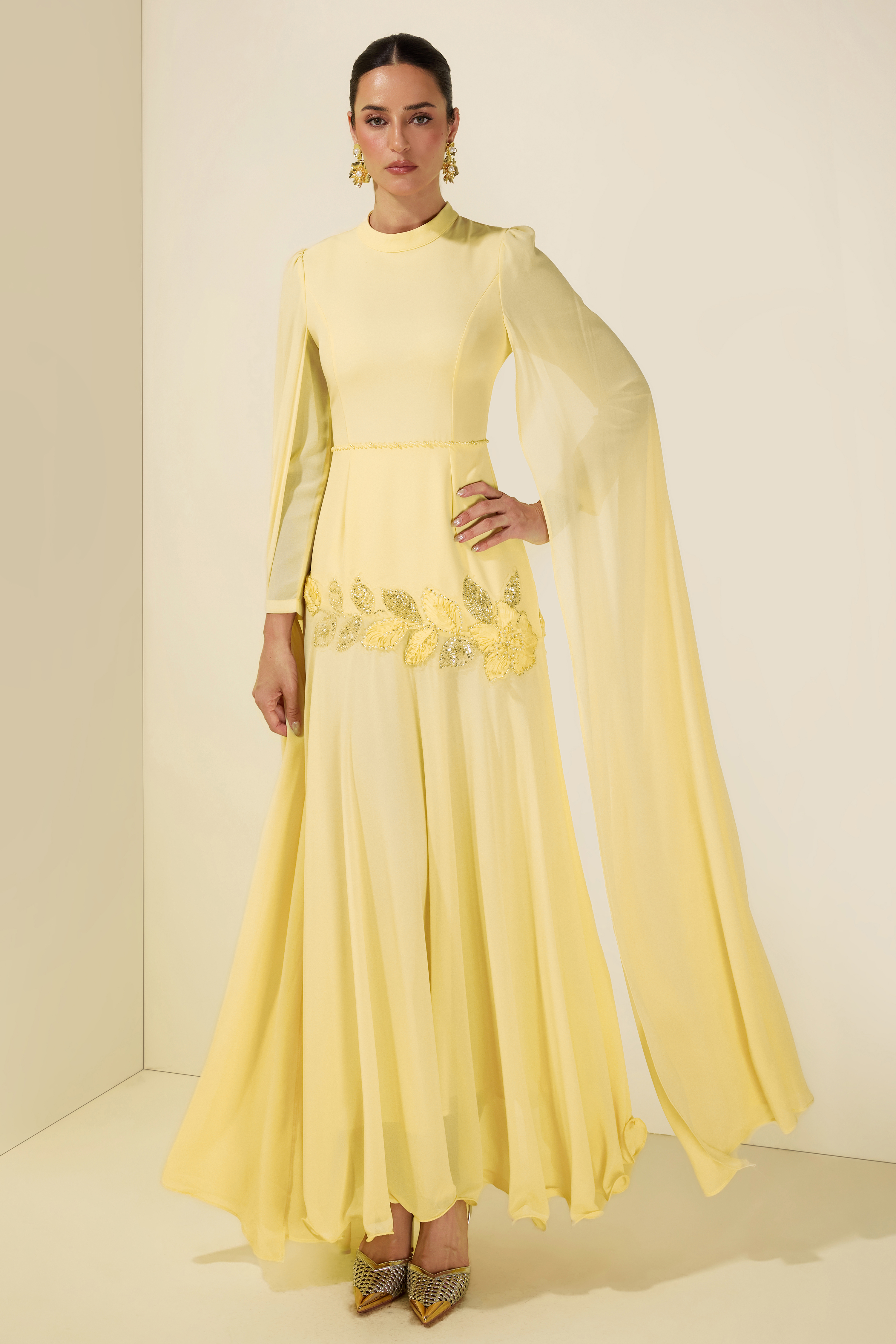 Beaded Embrodery Maxi Dress
