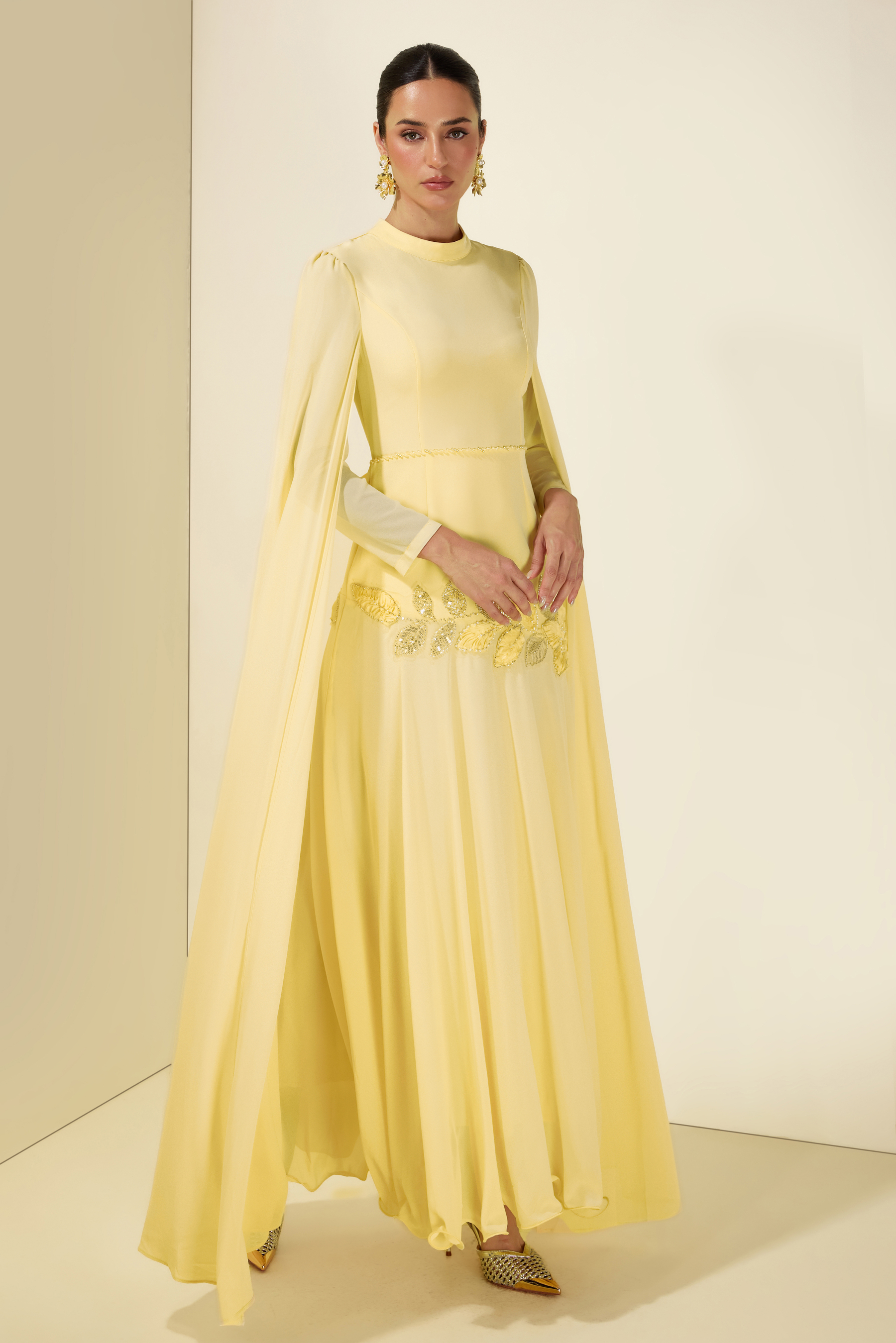 Beaded Embrodery Maxi Dress