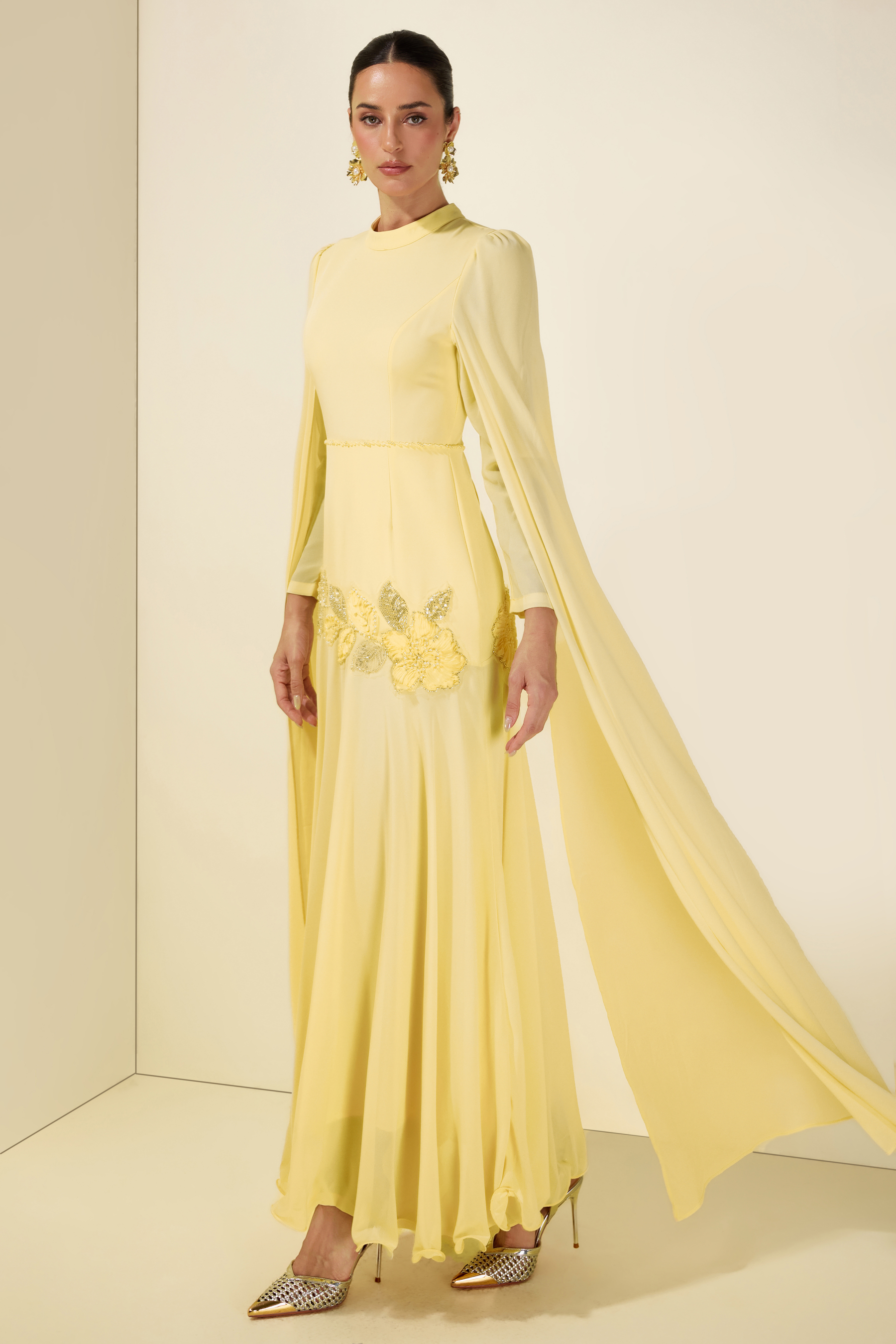 Beaded Embrodery Maxi Dress