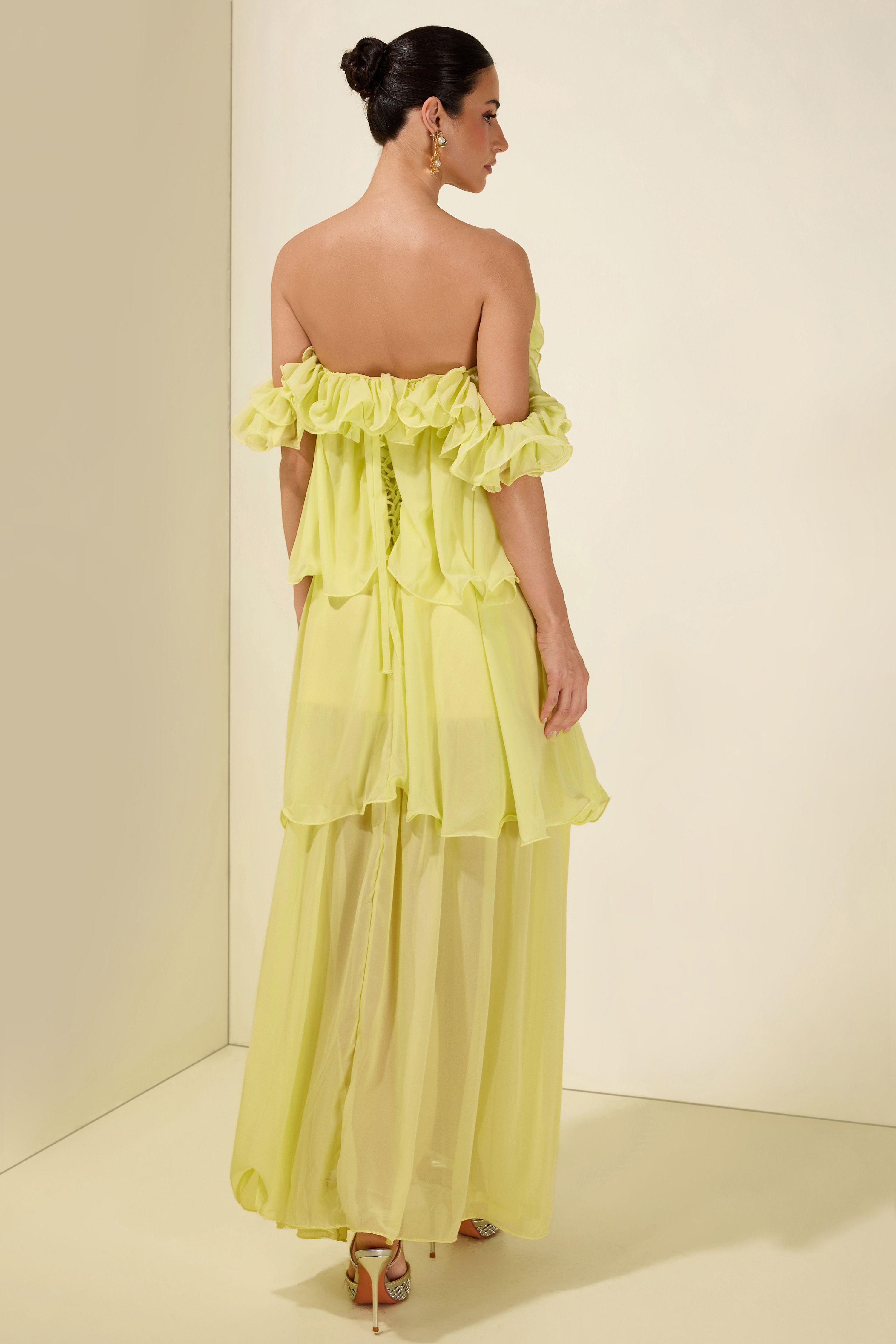 Off Shoulder Ruffle Maxi Dress