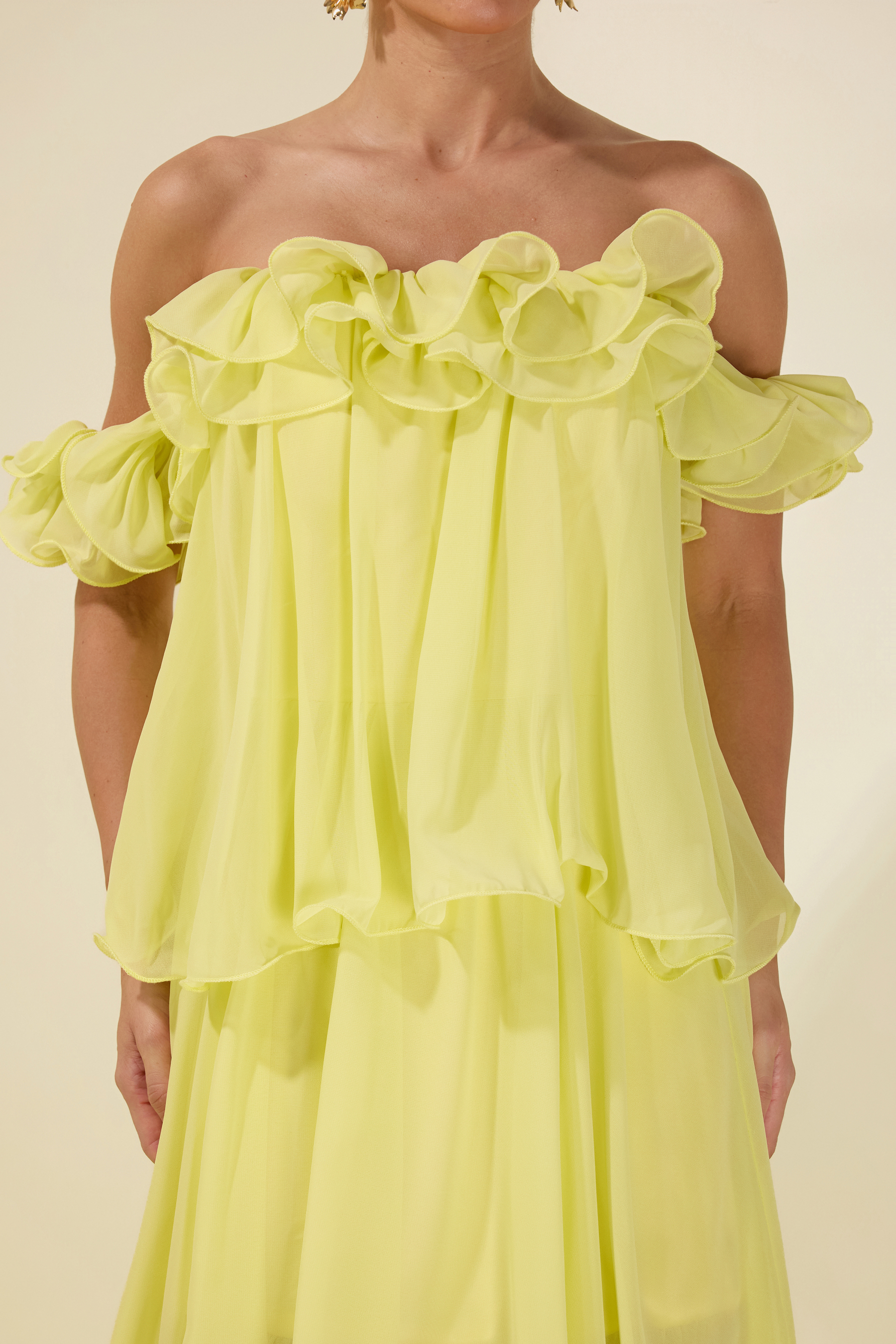 Off Shoulder Ruffle Maxi Dress