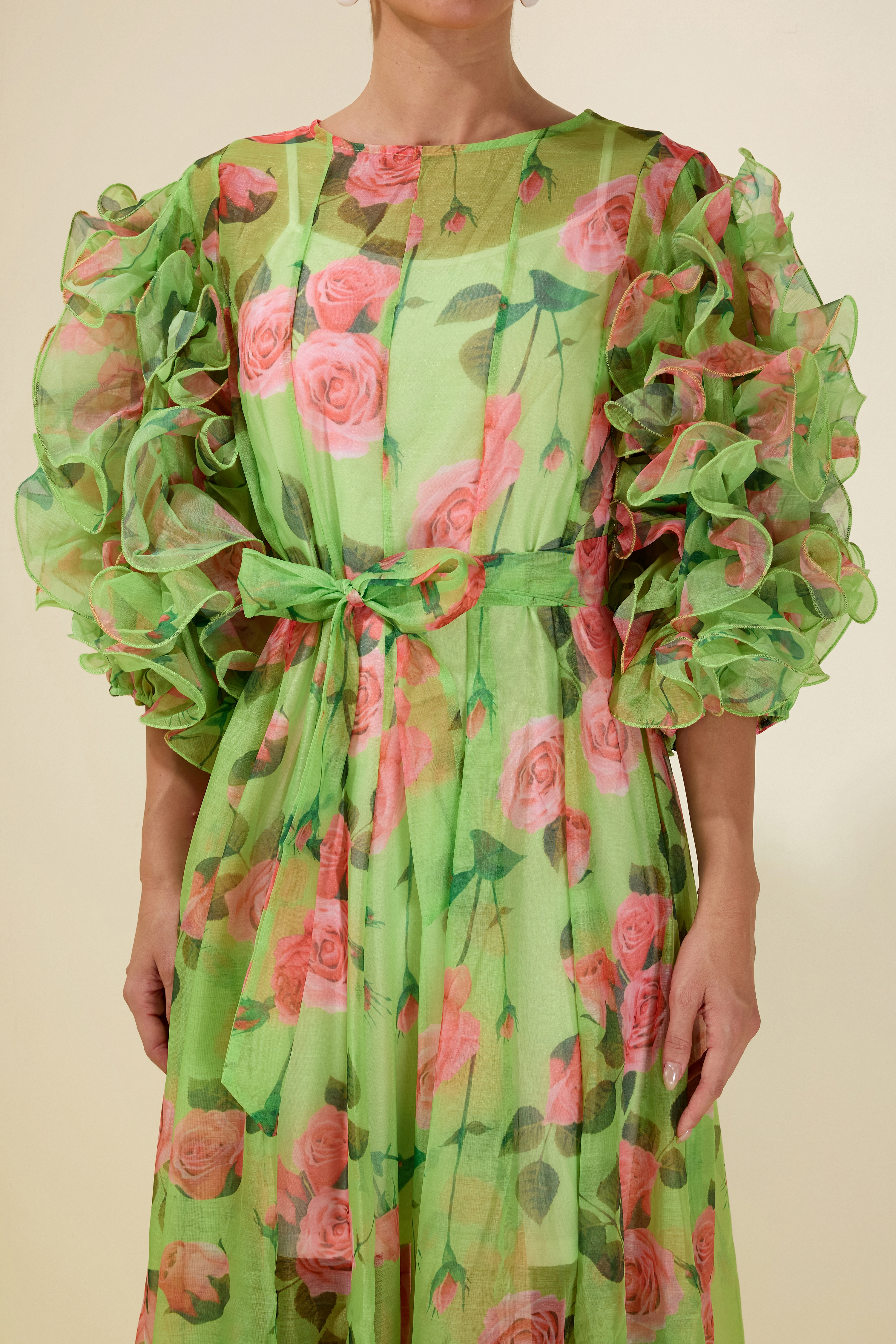 Floral Print Multi Ruffle Midi Dress