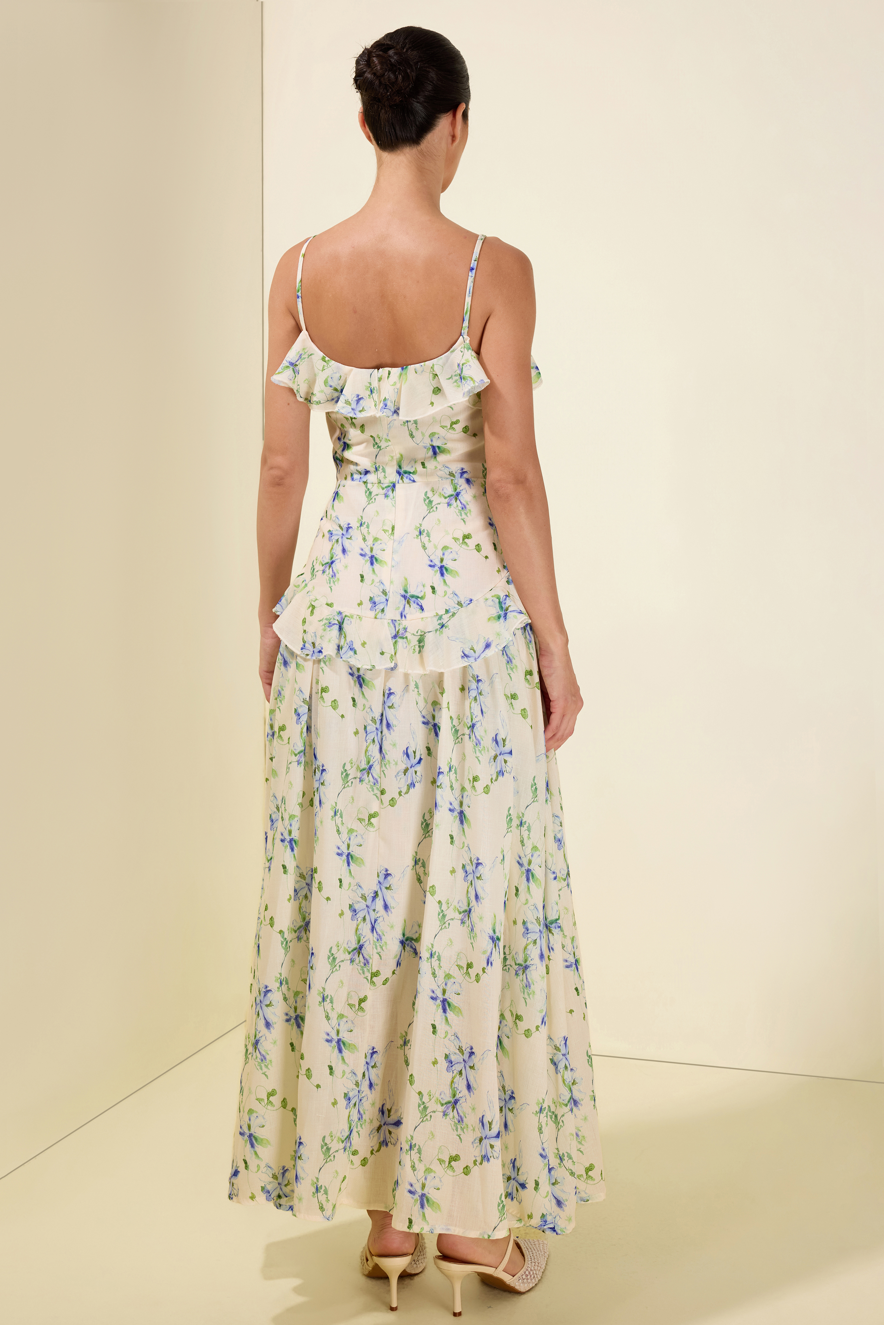 Floral Frill Slip Midi Dress