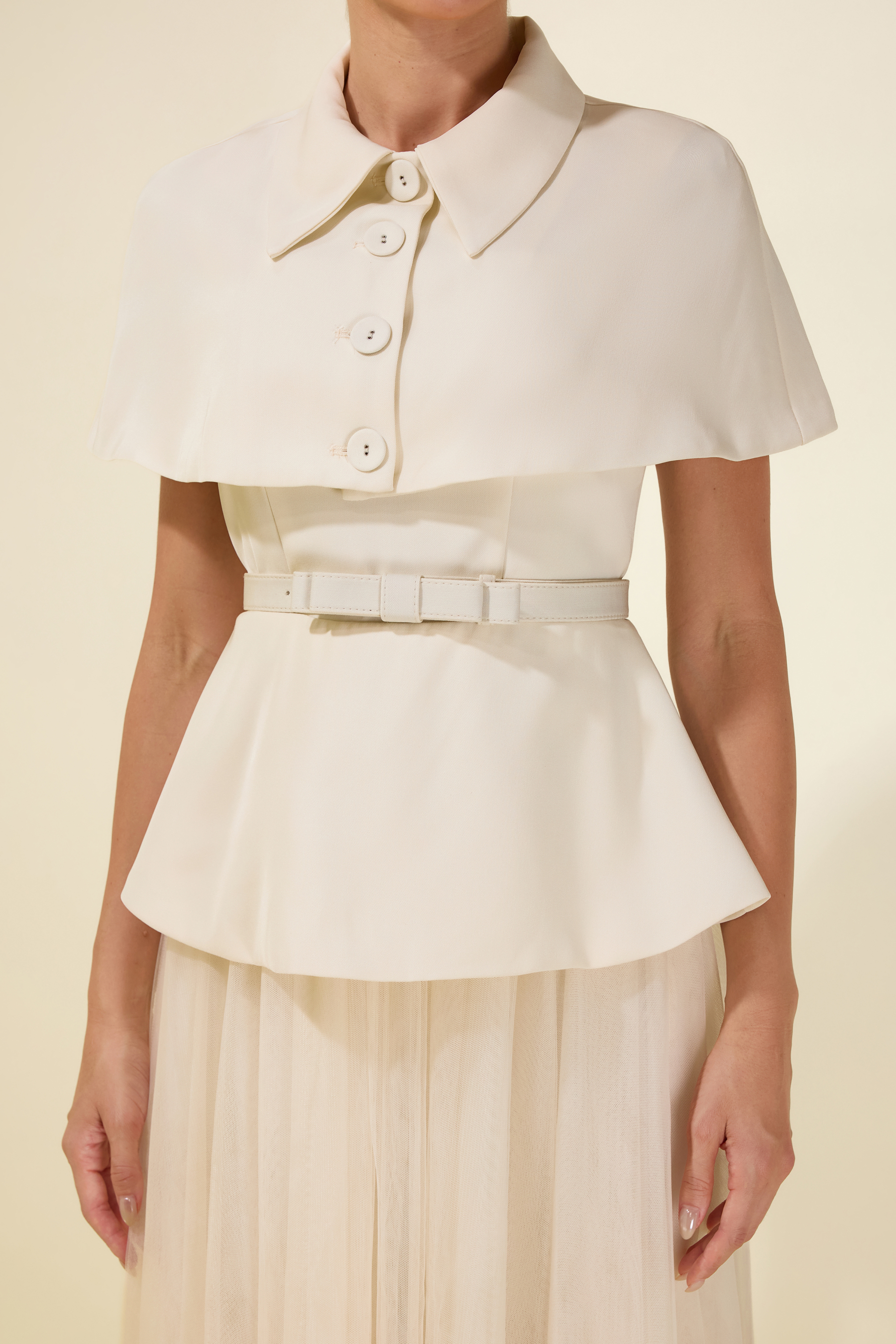 Cloak Sleeveless With Belt Capelet Midi Dress