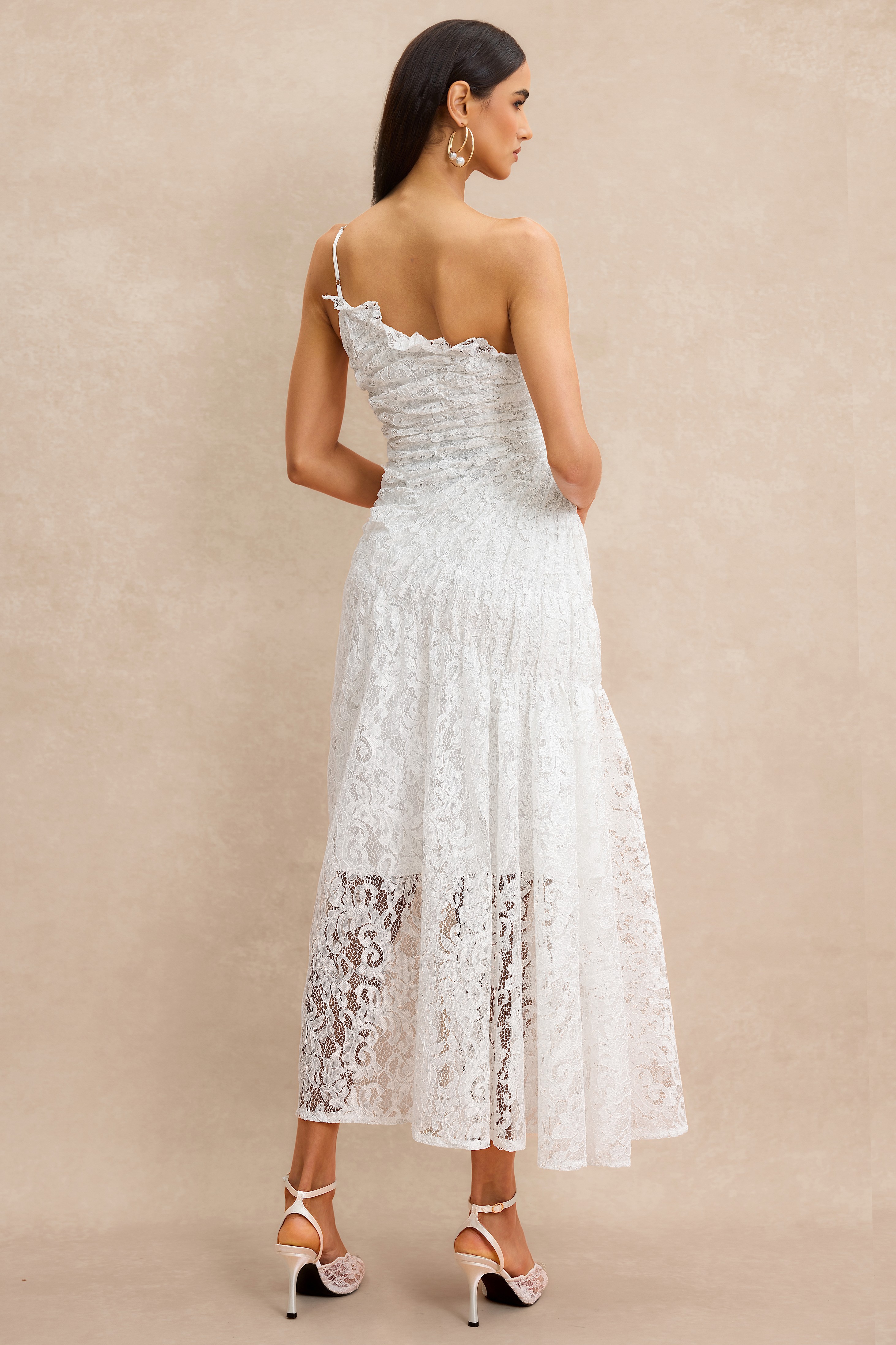 Lace Off Shoulder Midi Dress