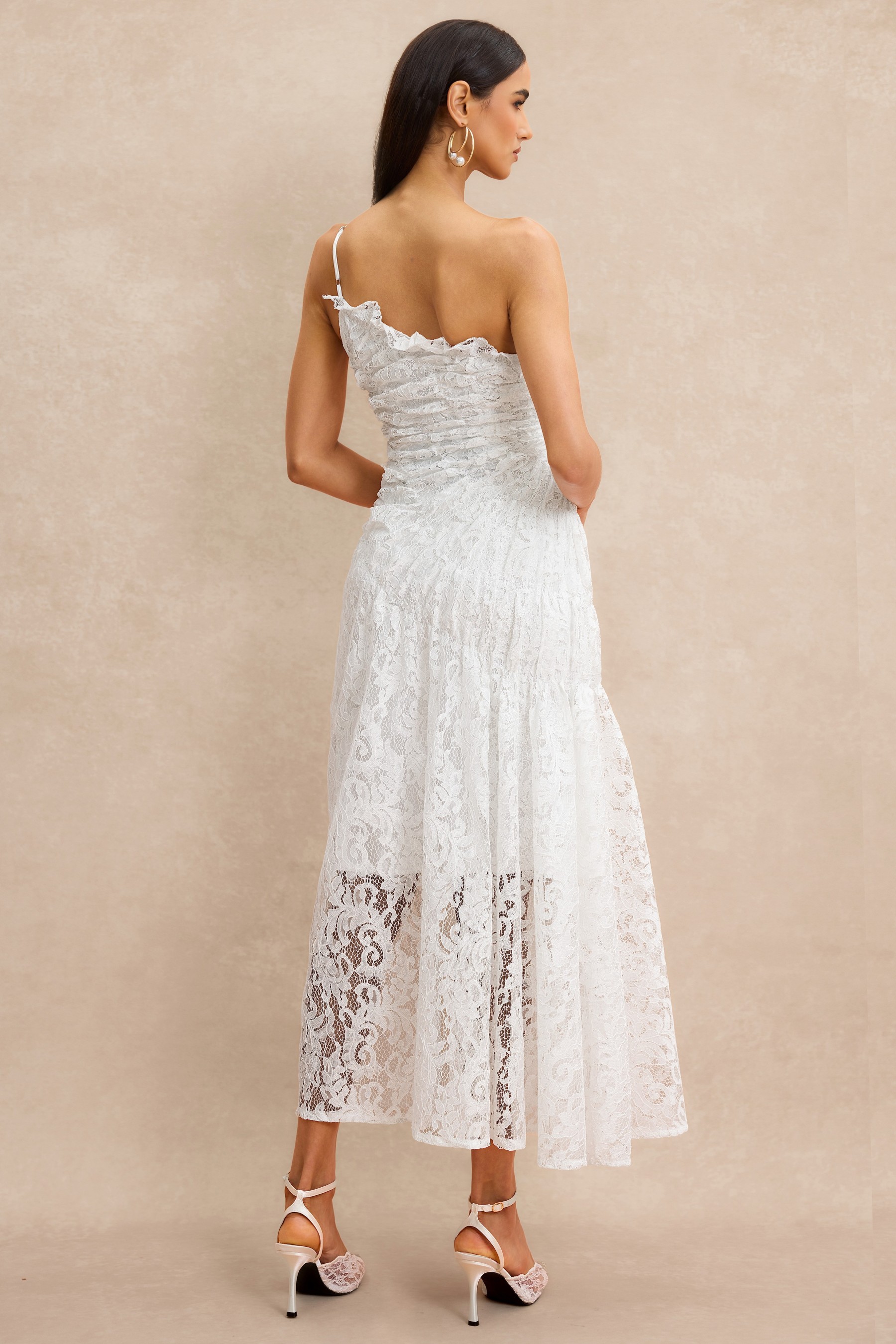 Lace Off Shoulder Midi Dress