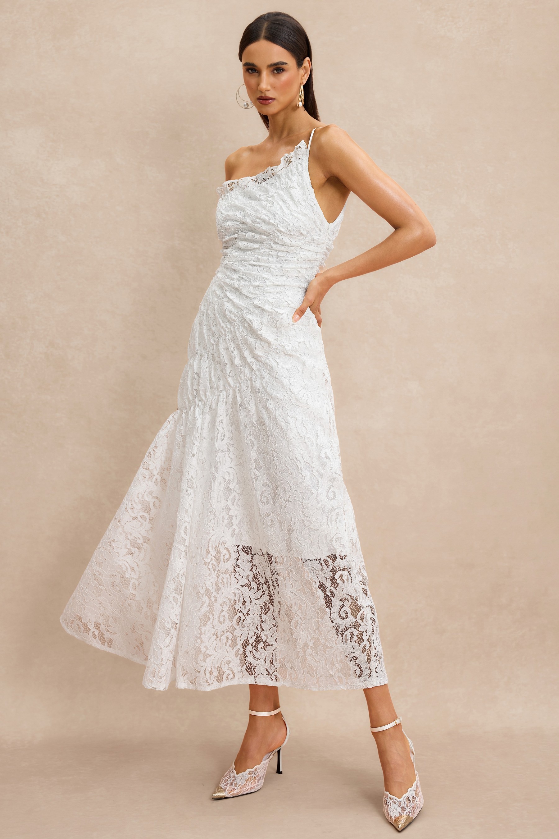 Lace Off Shoulder Midi Dress