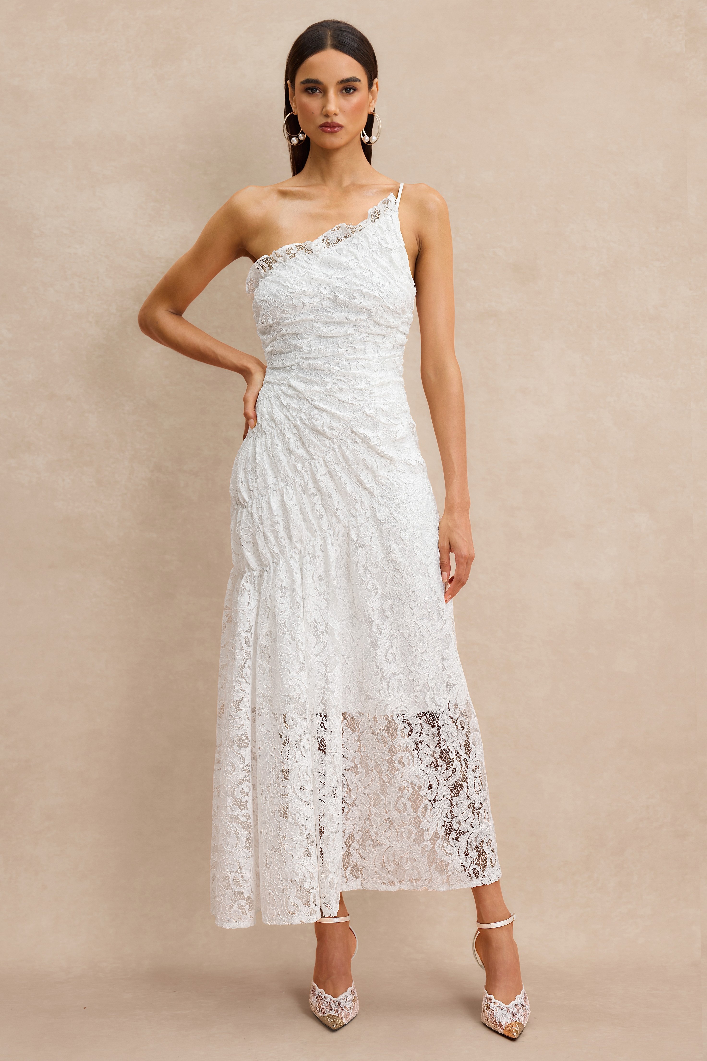 Lace Off Shoulder Midi Dress