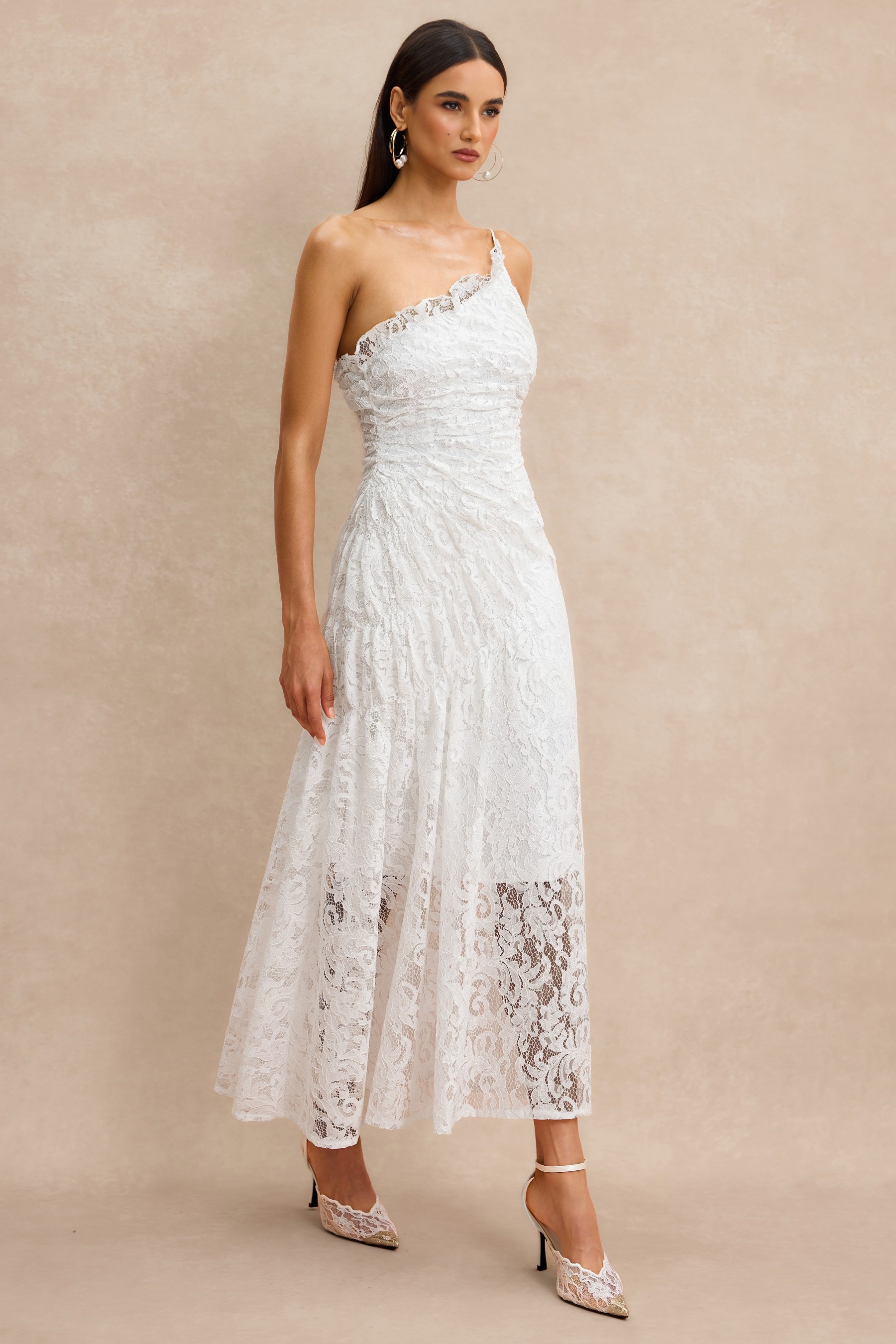Lace Off Shoulder Midi Dress