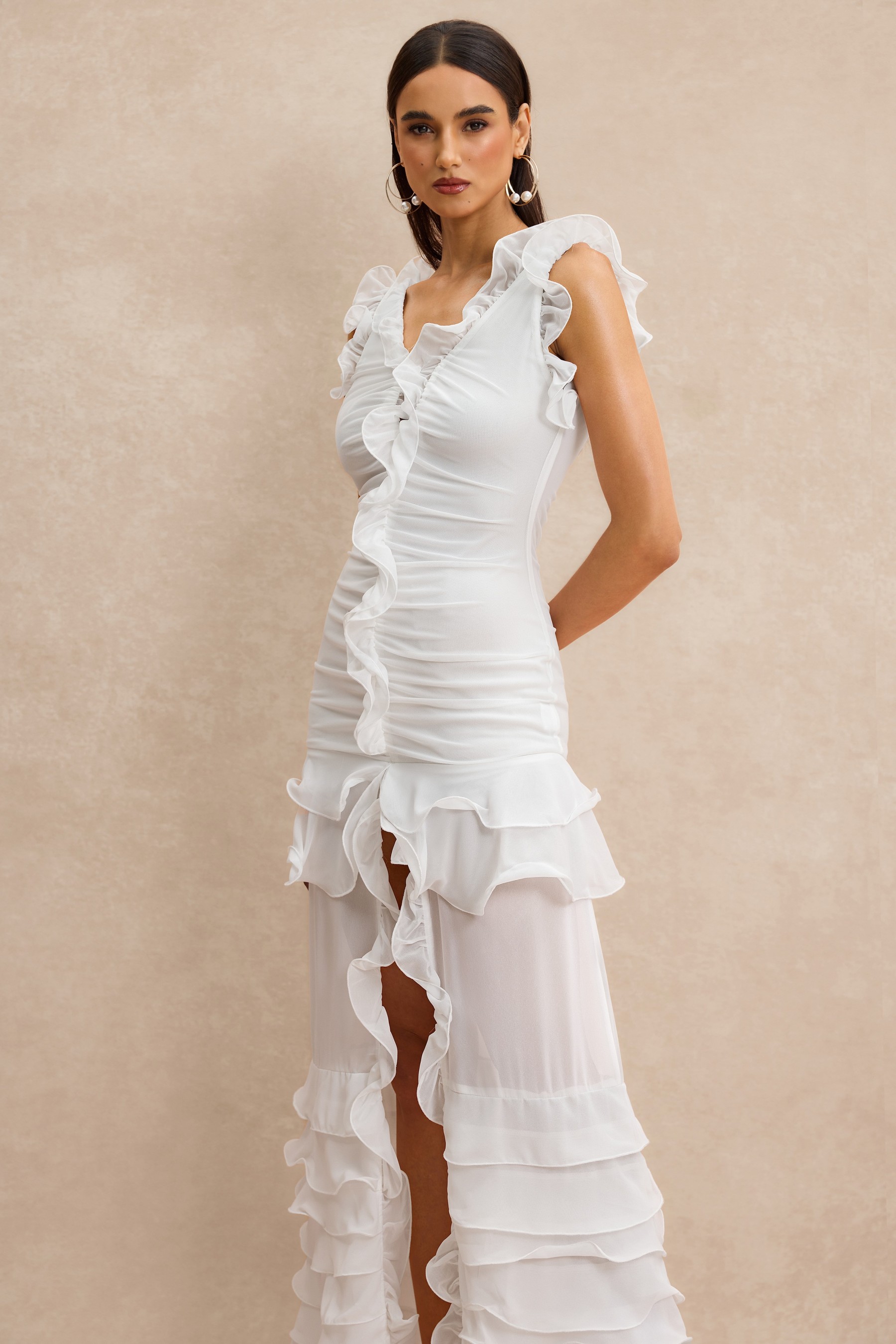 Ruffle Slip Maxi Dress