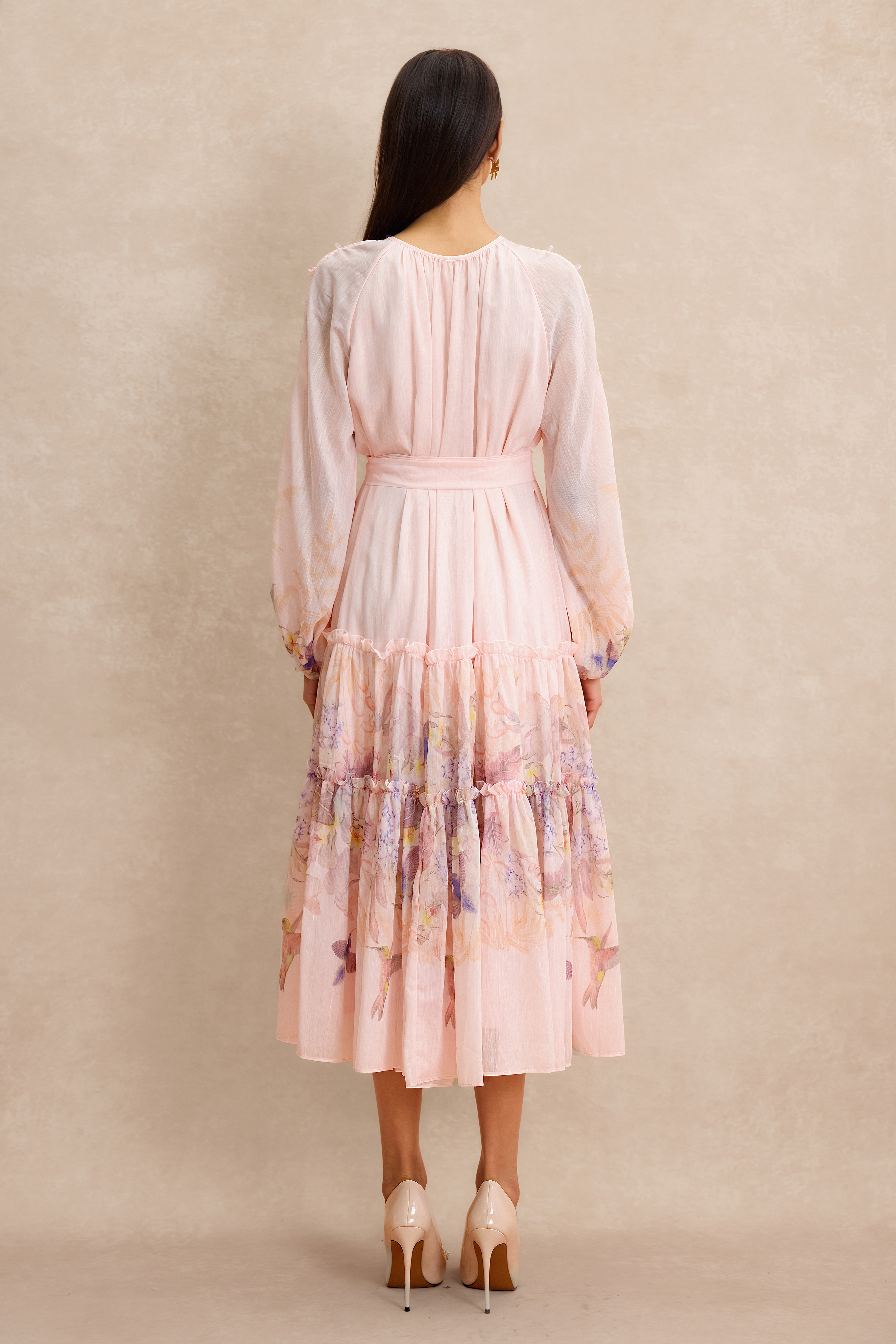 Floral Button Midi Dress With Belt