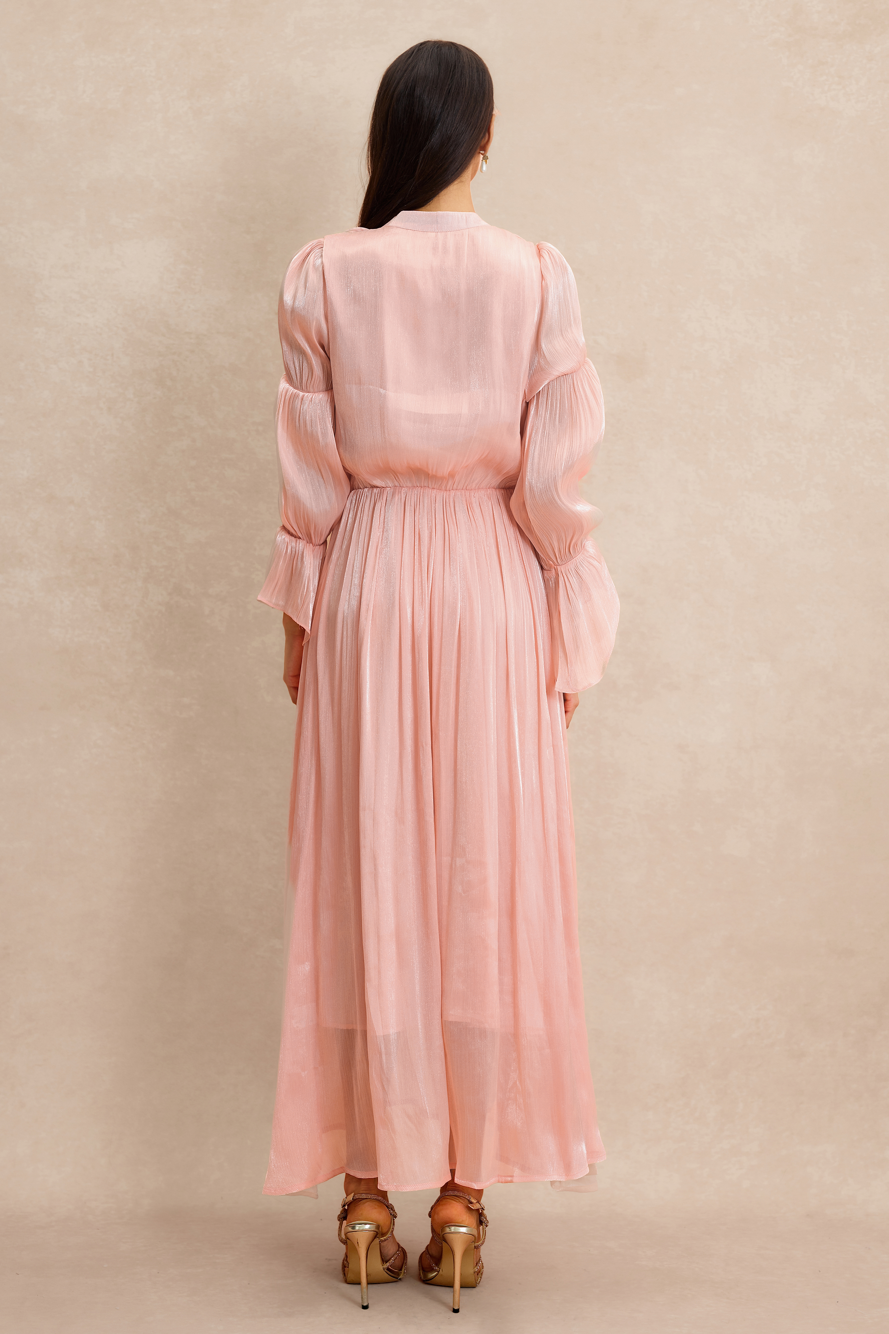 V Neck Ruffle Midi Dress
