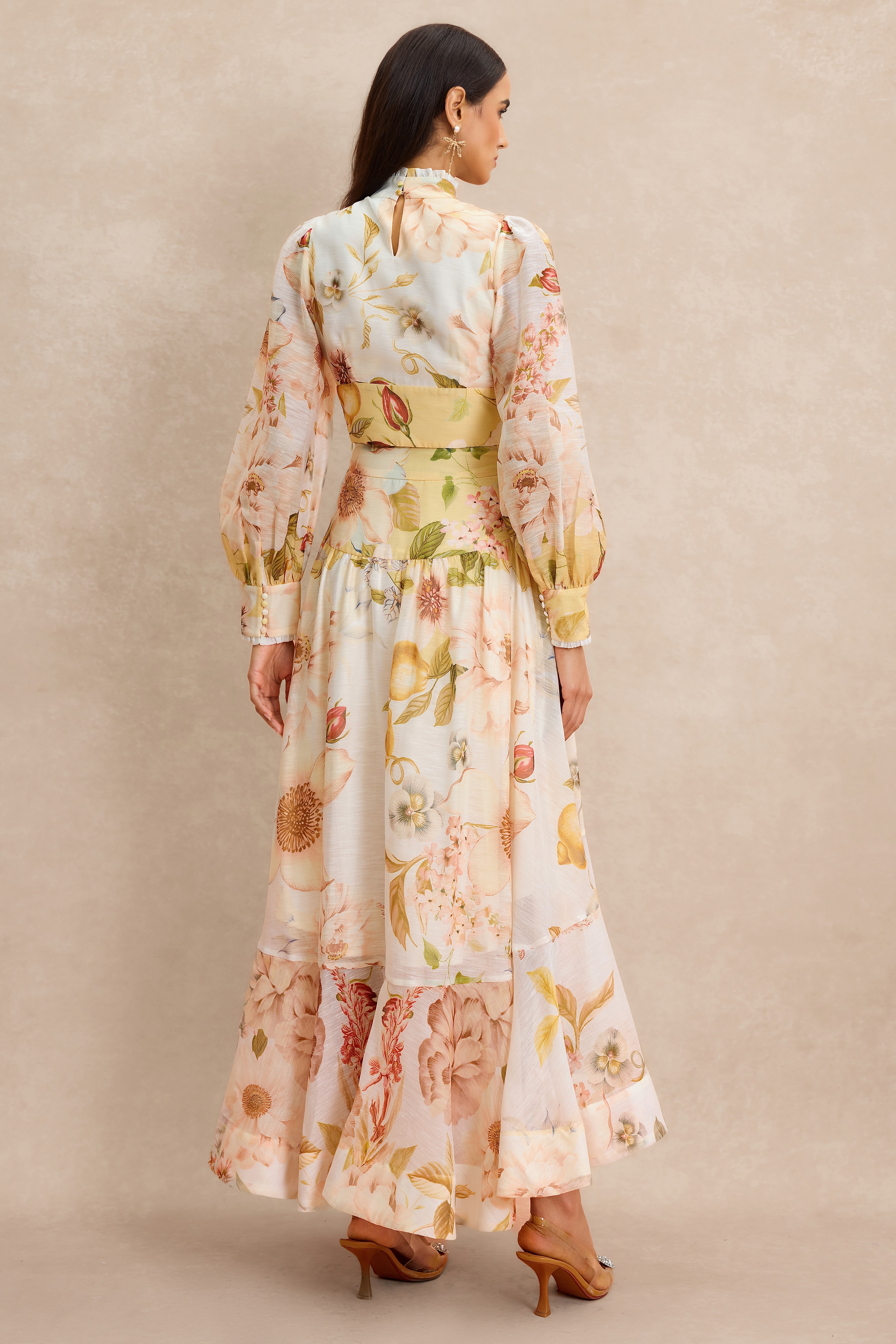 Organza Floral Top & Midi Skirt Set