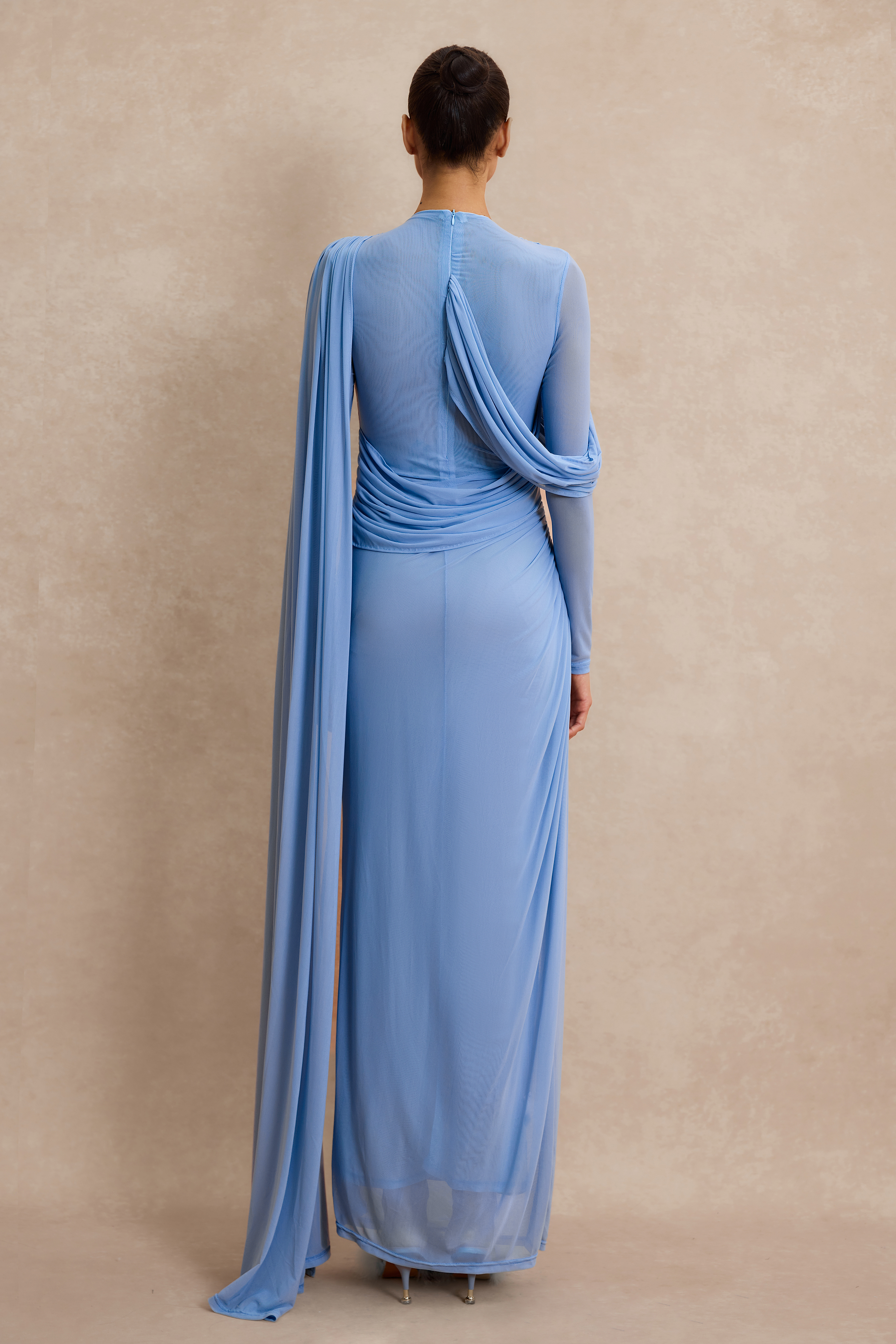 Solid Gathering Bodycon Maxi Dress