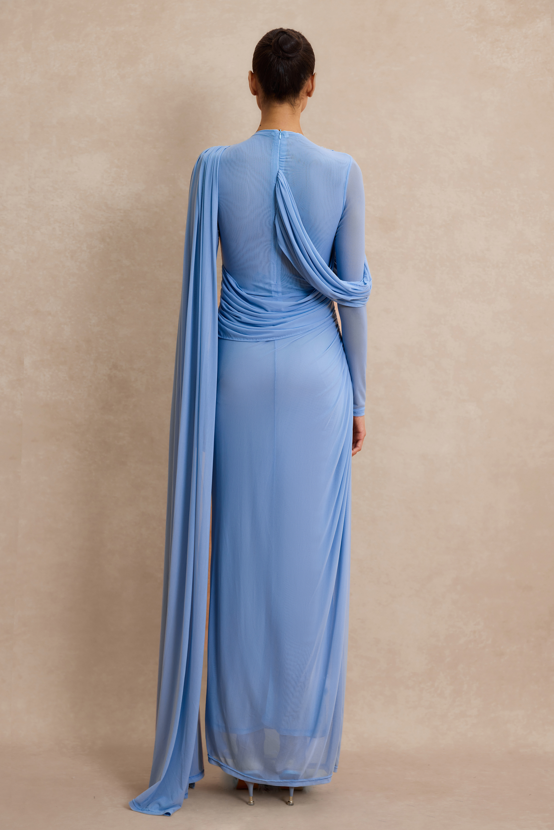 Solid Gathering Bodycon Maxi Dress