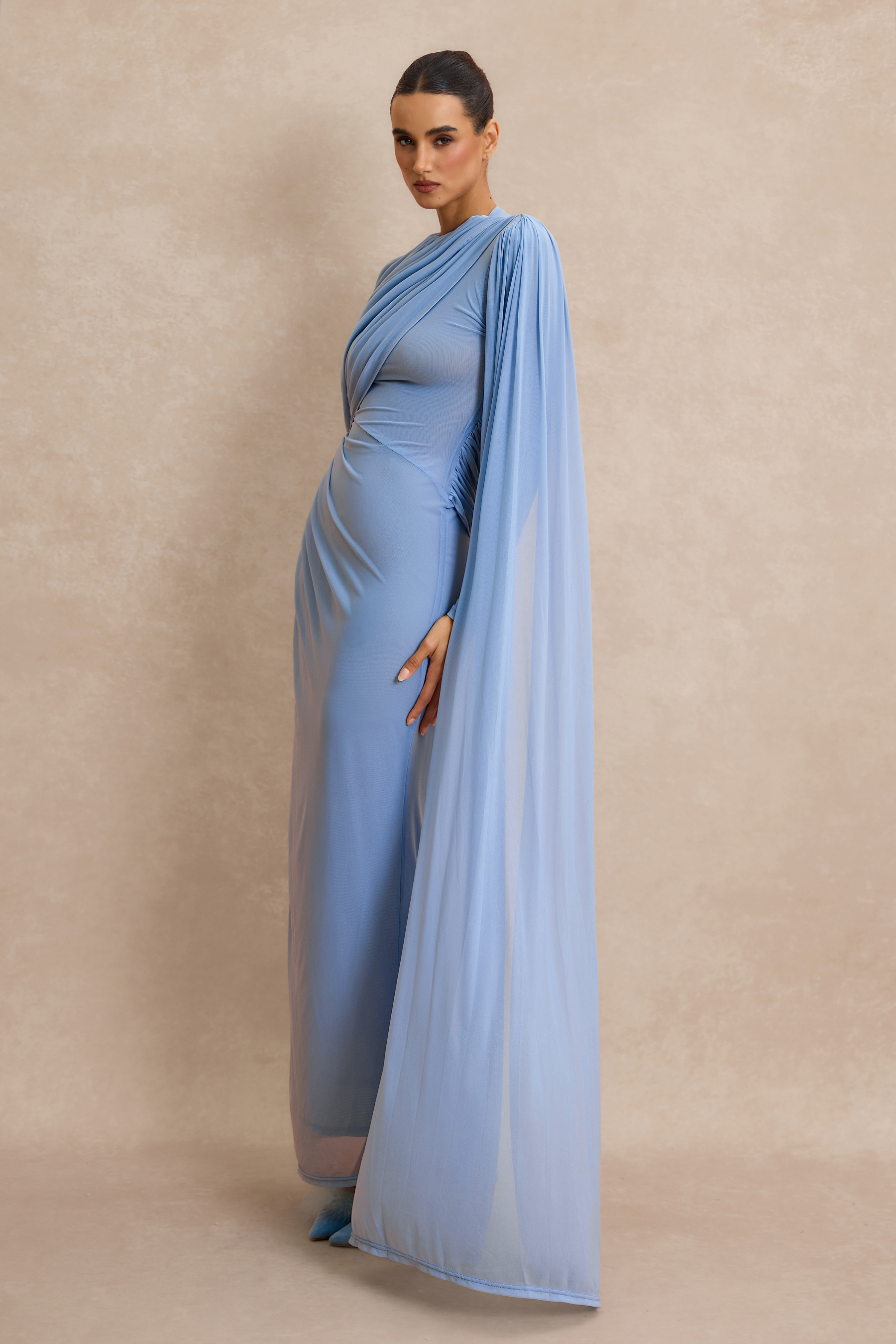 Solid Gathering Bodycon Maxi Dress