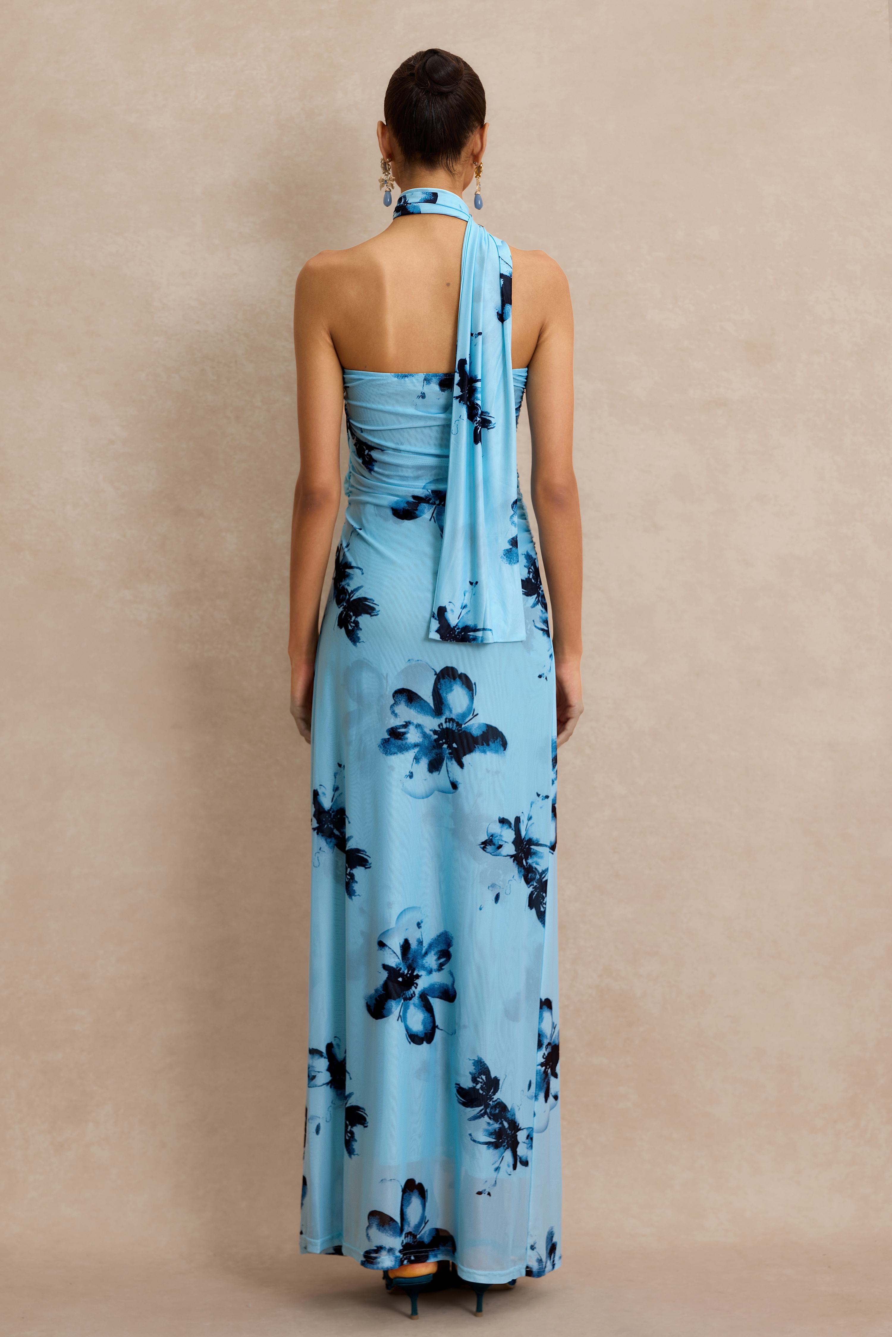 Floral Gathering Sleeveless Midi Dress