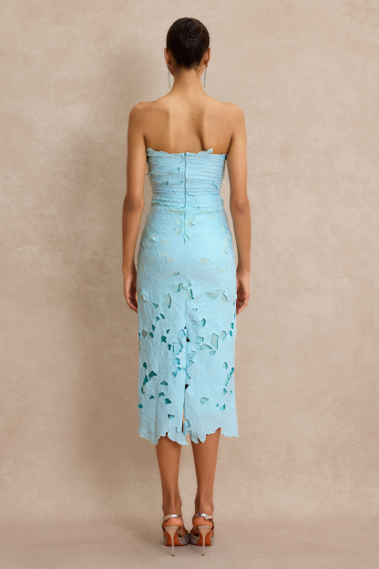 Solid Embroidered Off-Shoulder Midi Dress