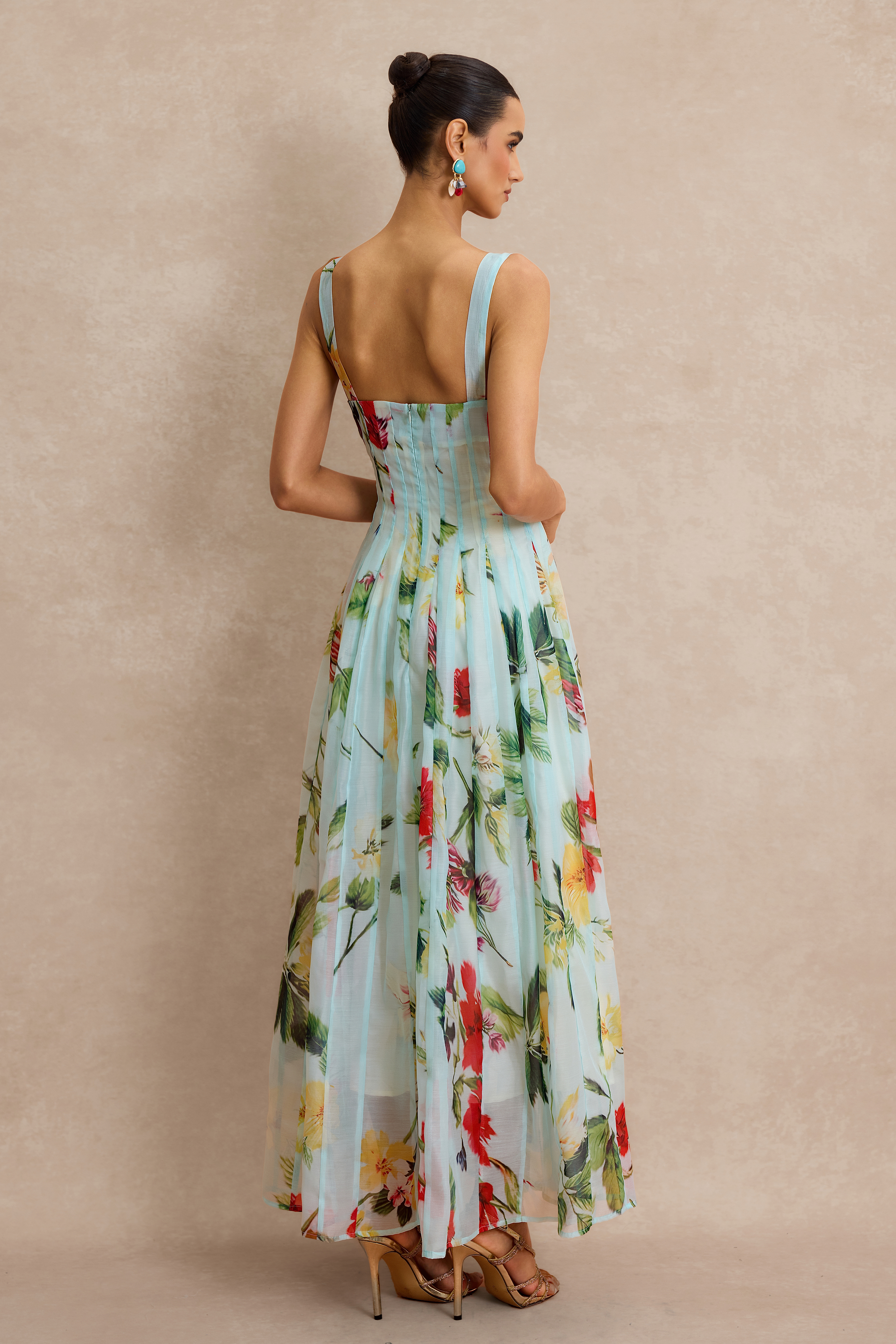 Floral Square Collar Slip Maxi Dress