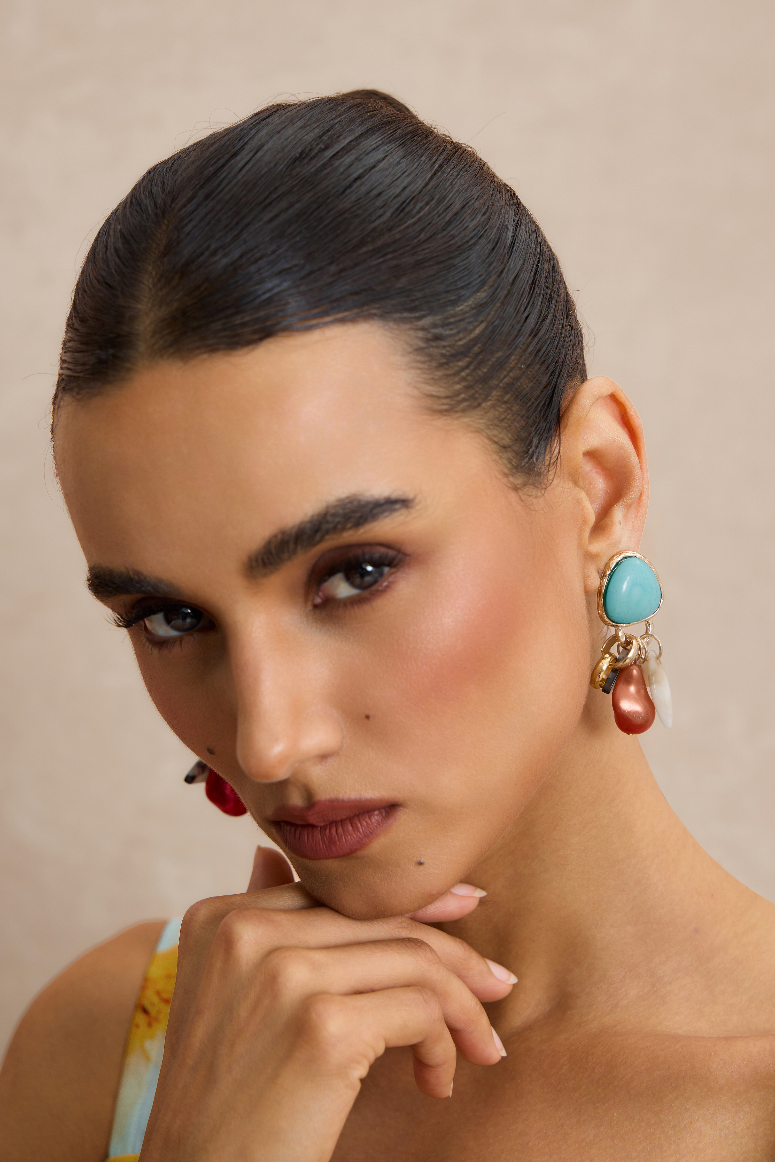 Multi Color Gem Dangle Earrings