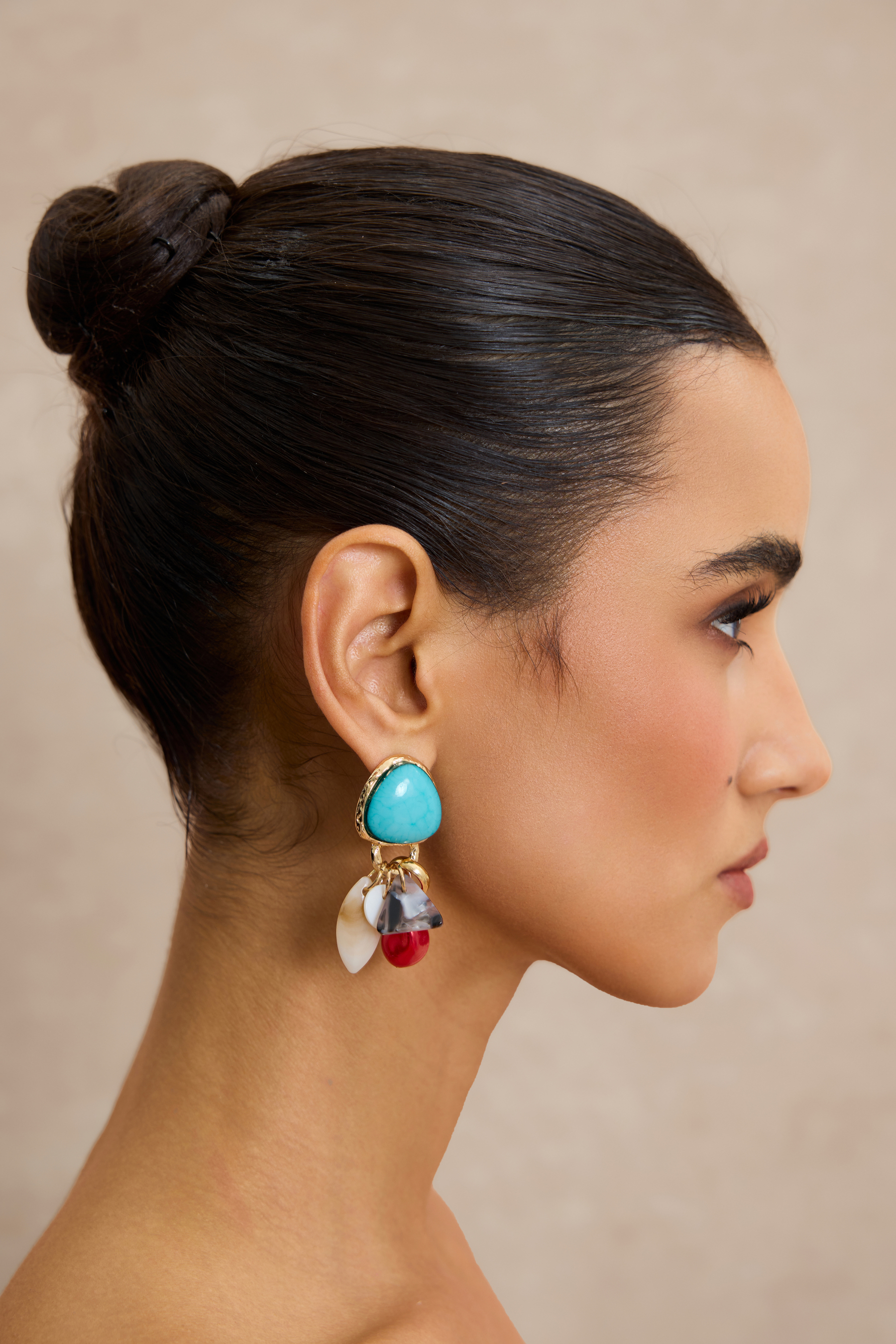 Multi Color Gem Dangle Earrings