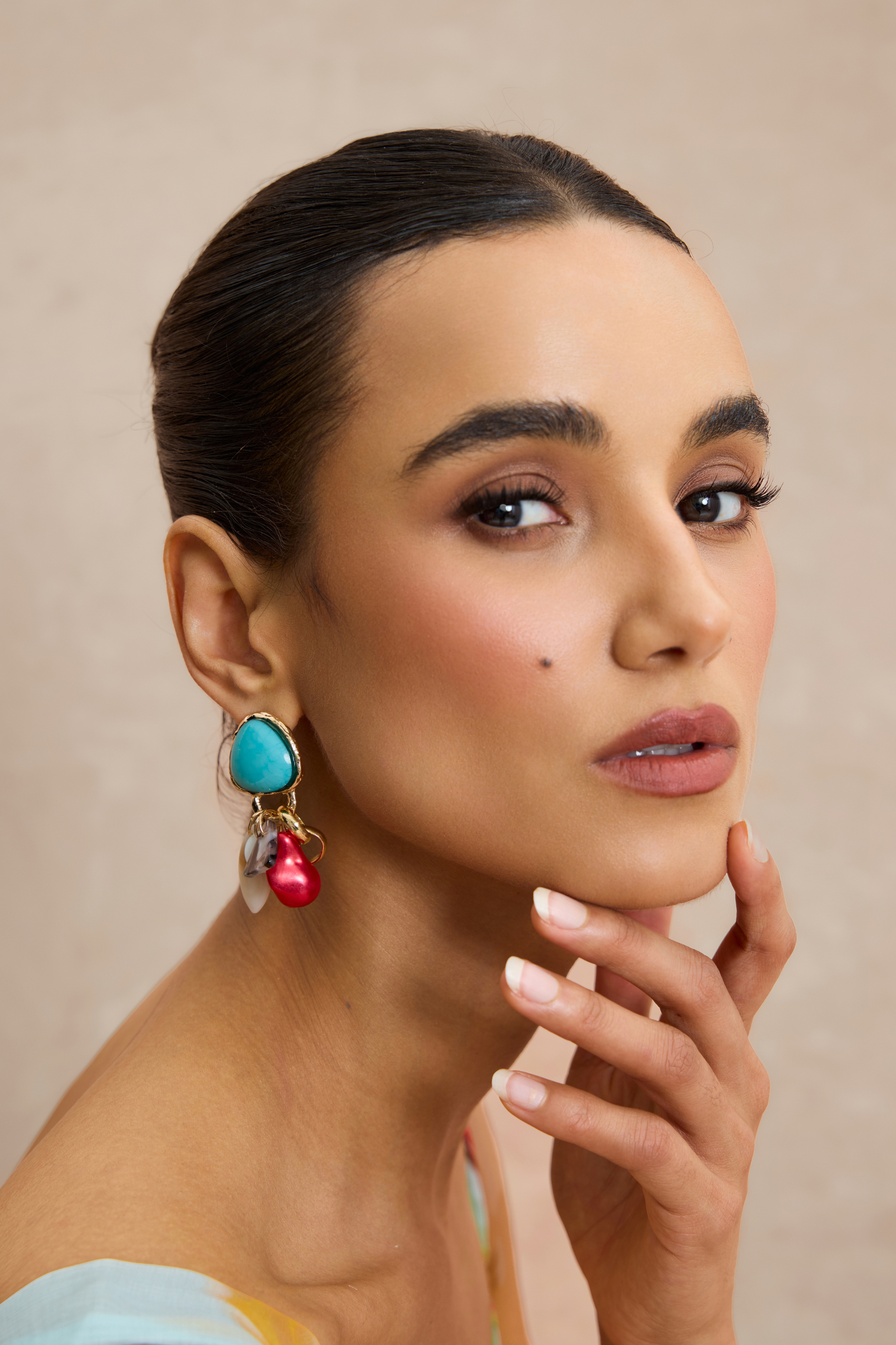 Multi Color Gem Dangle Earrings