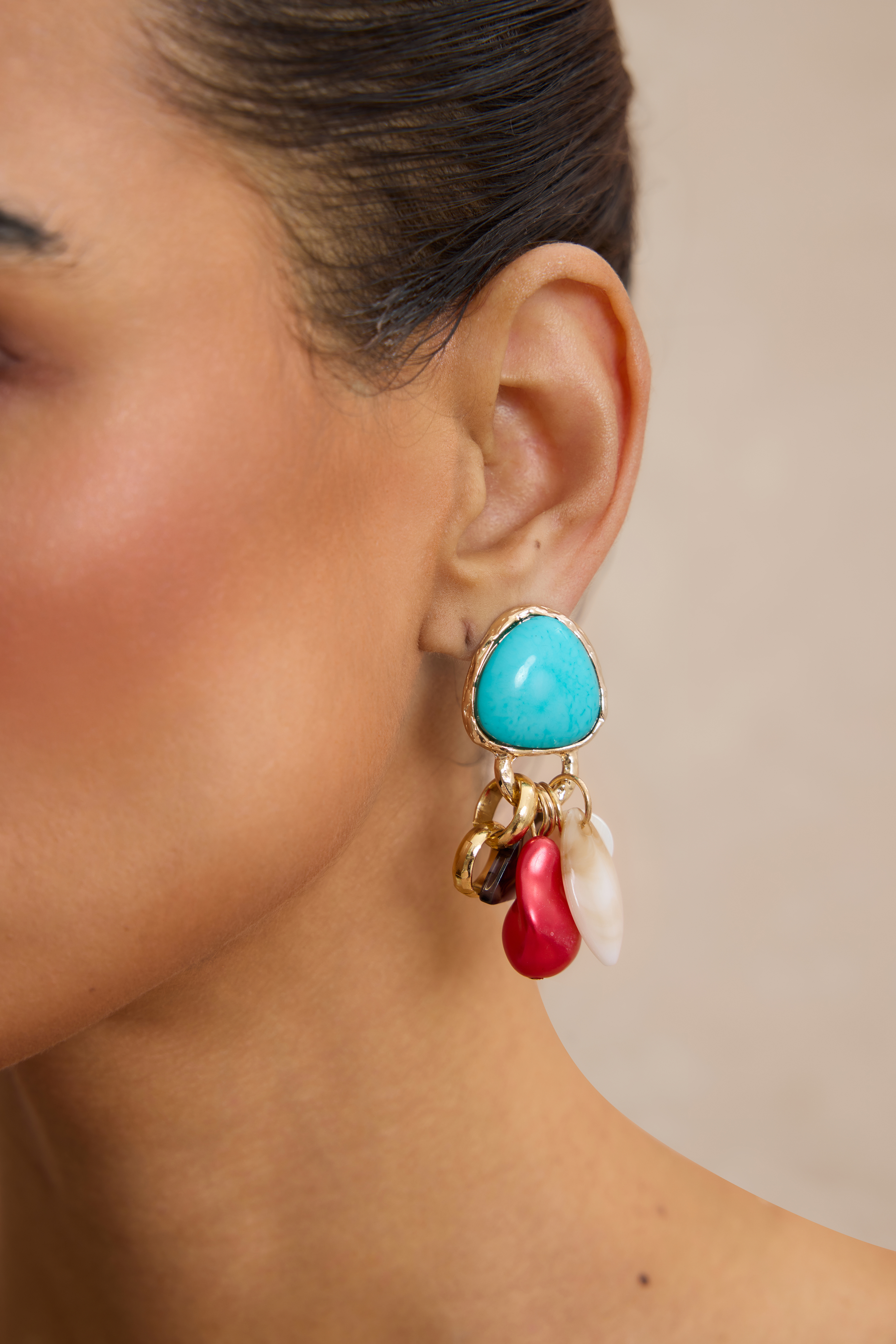 Multi Color Gem Dangle Earrings