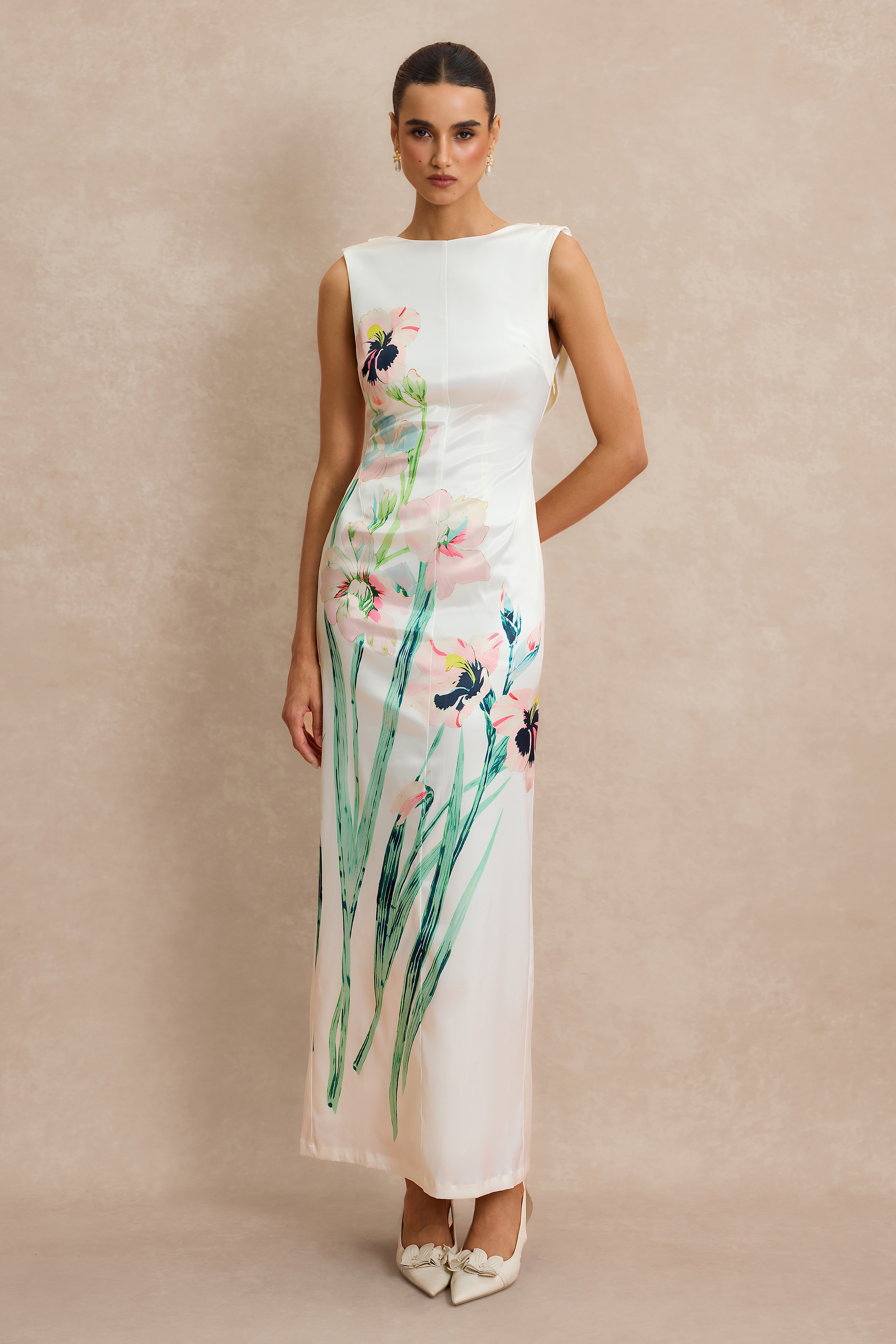 Floral Backless Sleeveless Maxi Dress