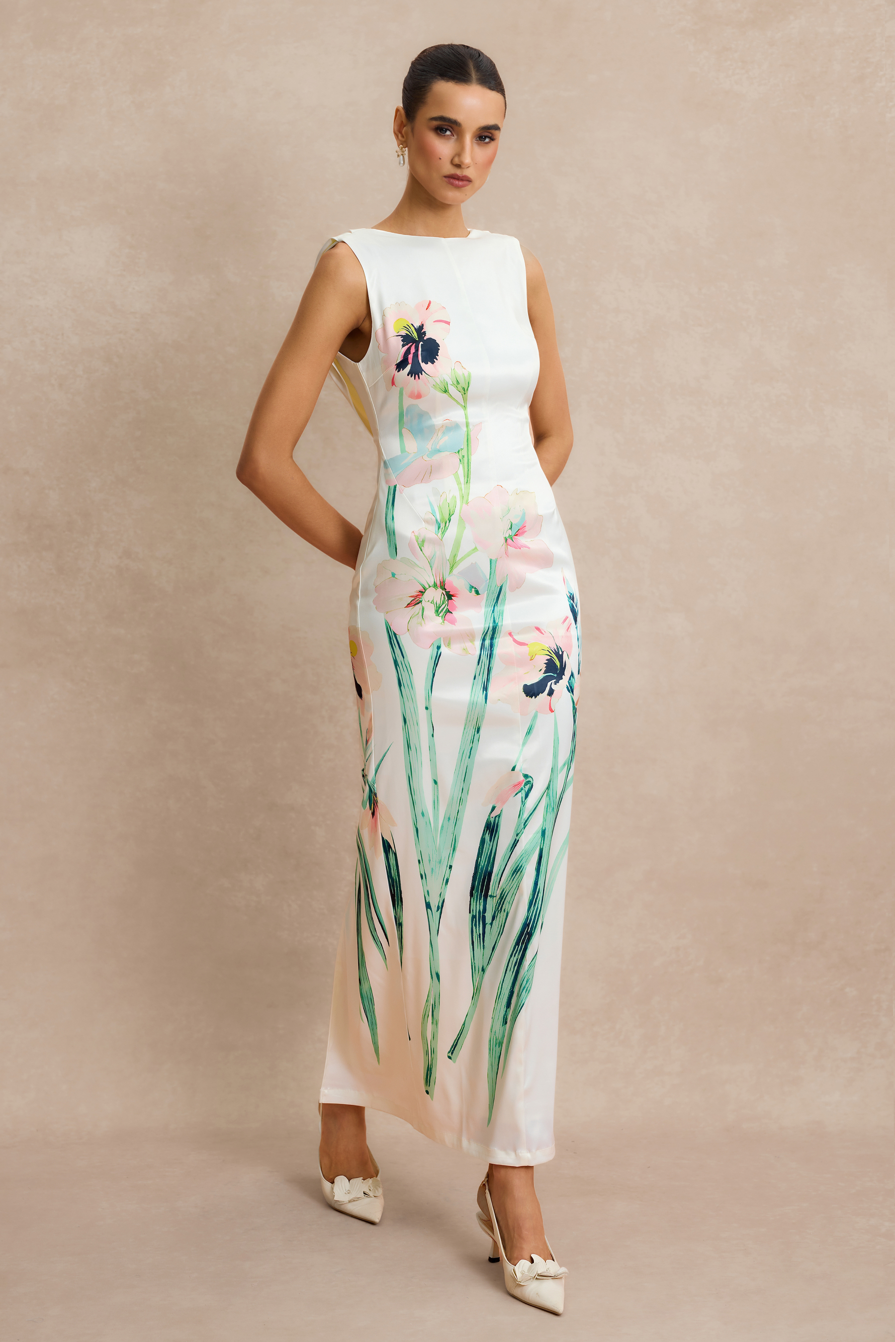 Floral Backless Sleeveless Maxi Dress