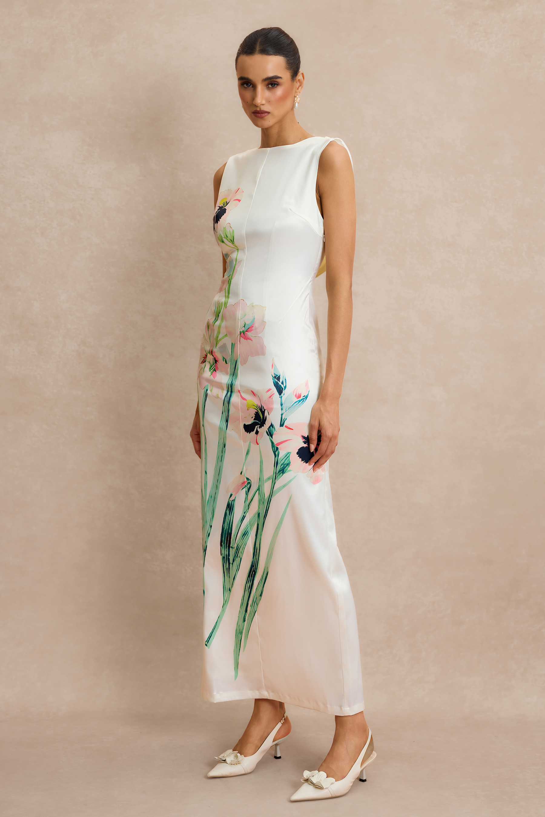 Floral Backless Sleeveless Maxi Dress