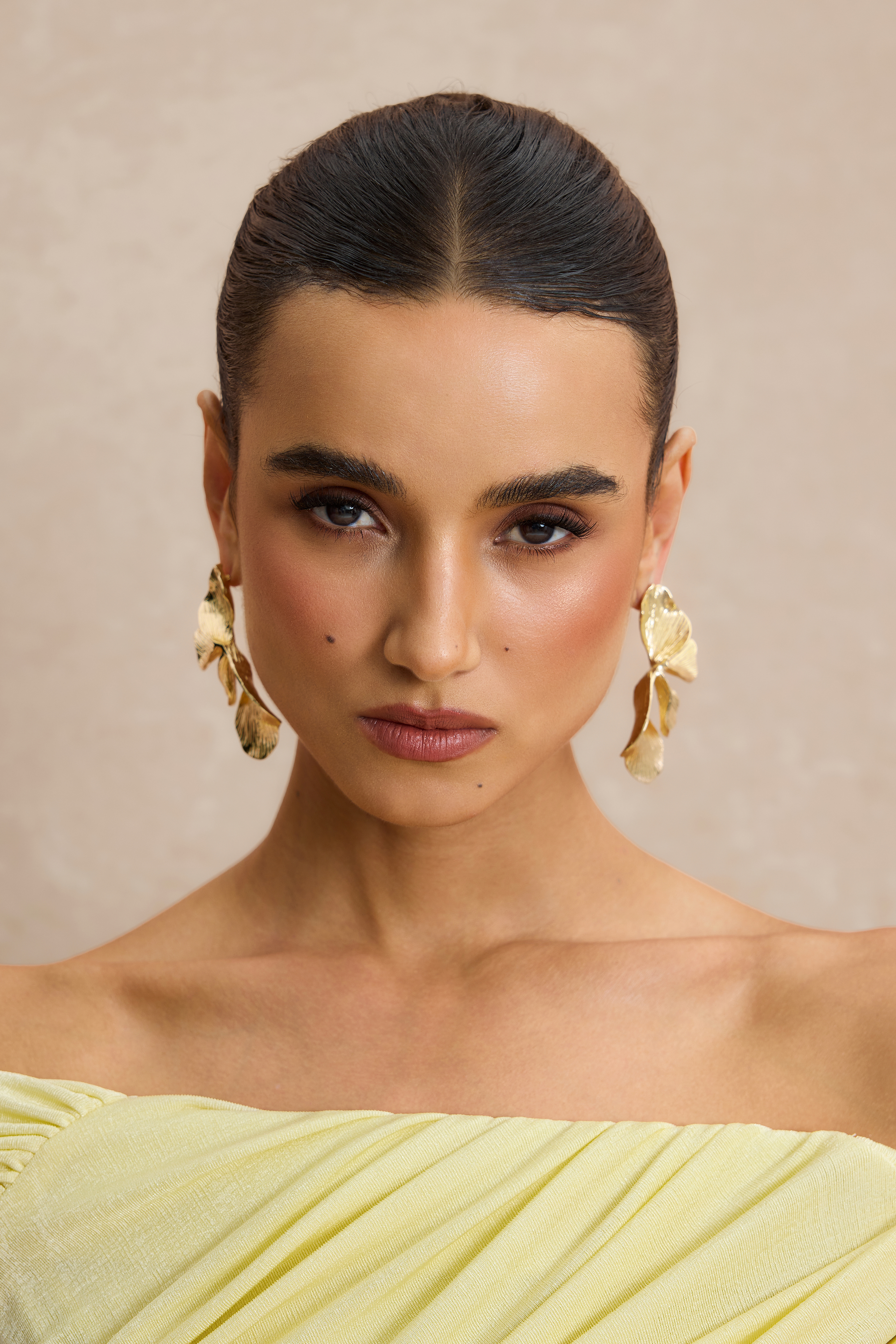 Textured Metal Leaf Drop Earrings