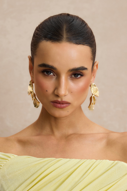 Textured Metal Leaf Drop Earrings