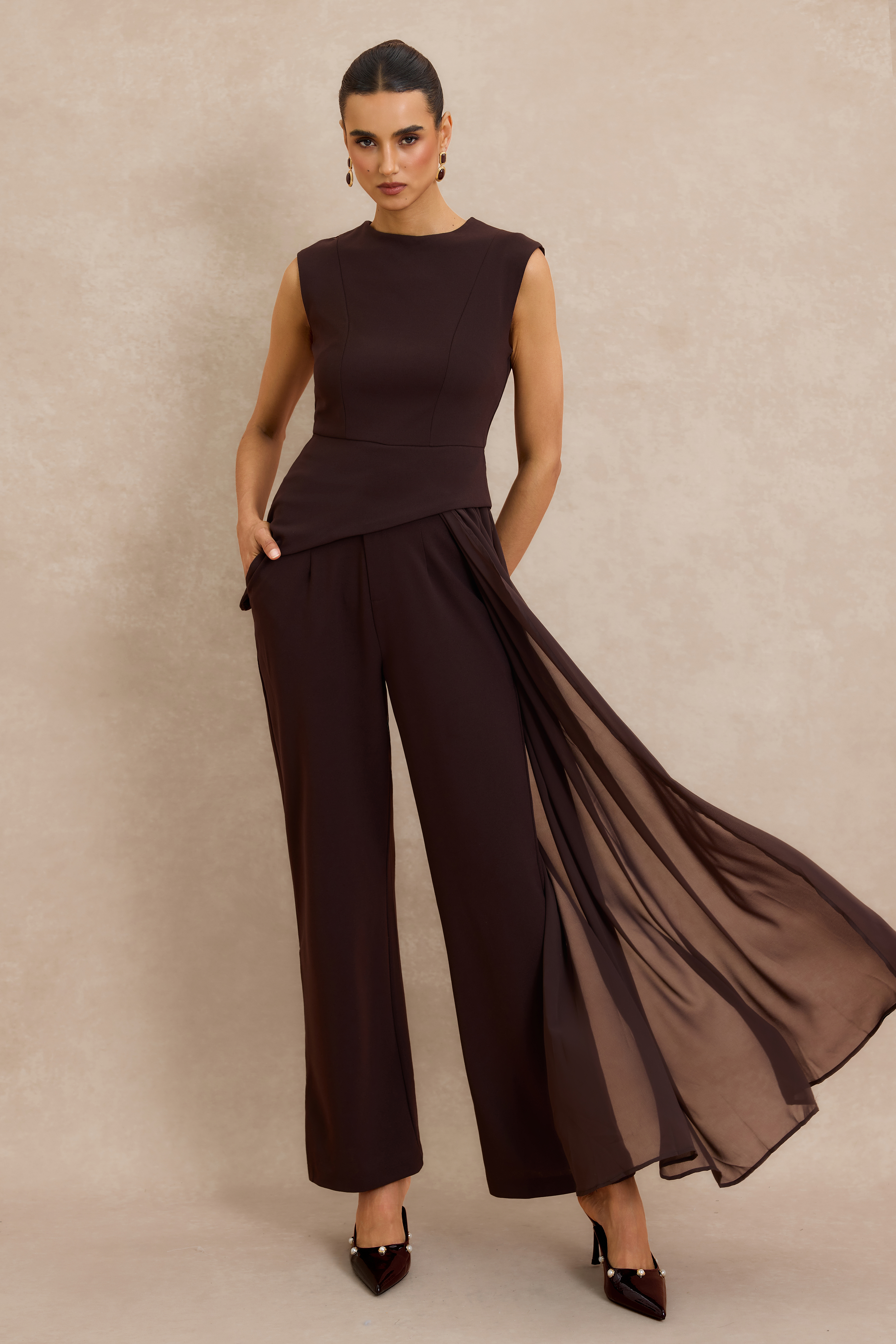 Asymmetrical Sleeveless Top & High Waist Pants Set