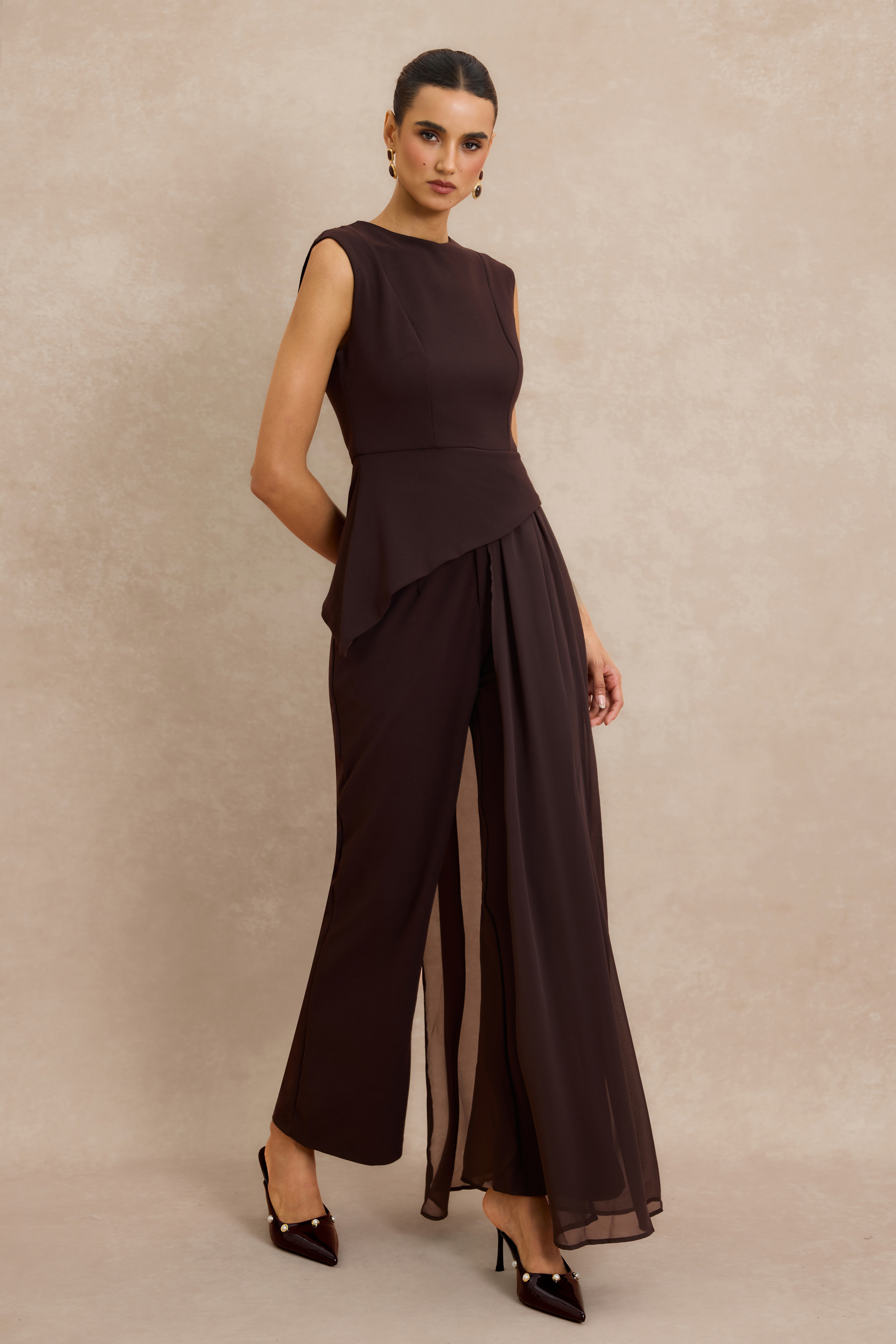 Asymmetrical Sleeveless Top & High Waist Pants Set