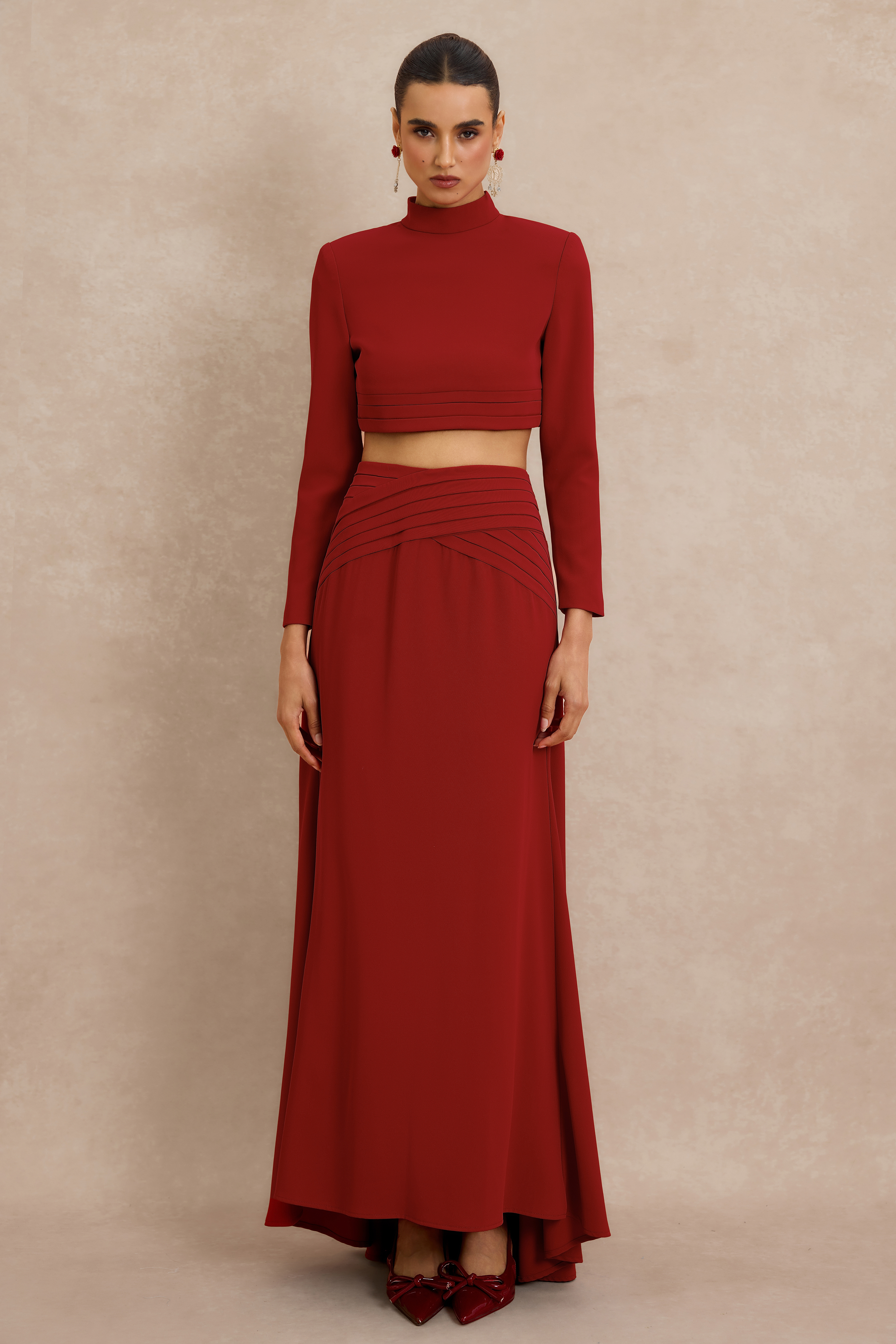 Pleat Top & Maxi Skirt Set