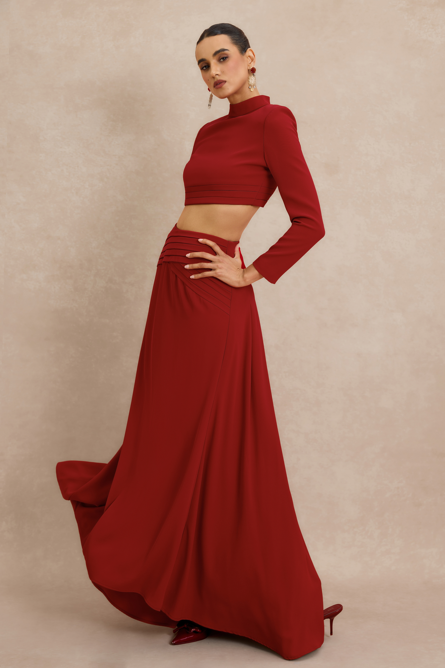 Pleat Top & Maxi Skirt Set