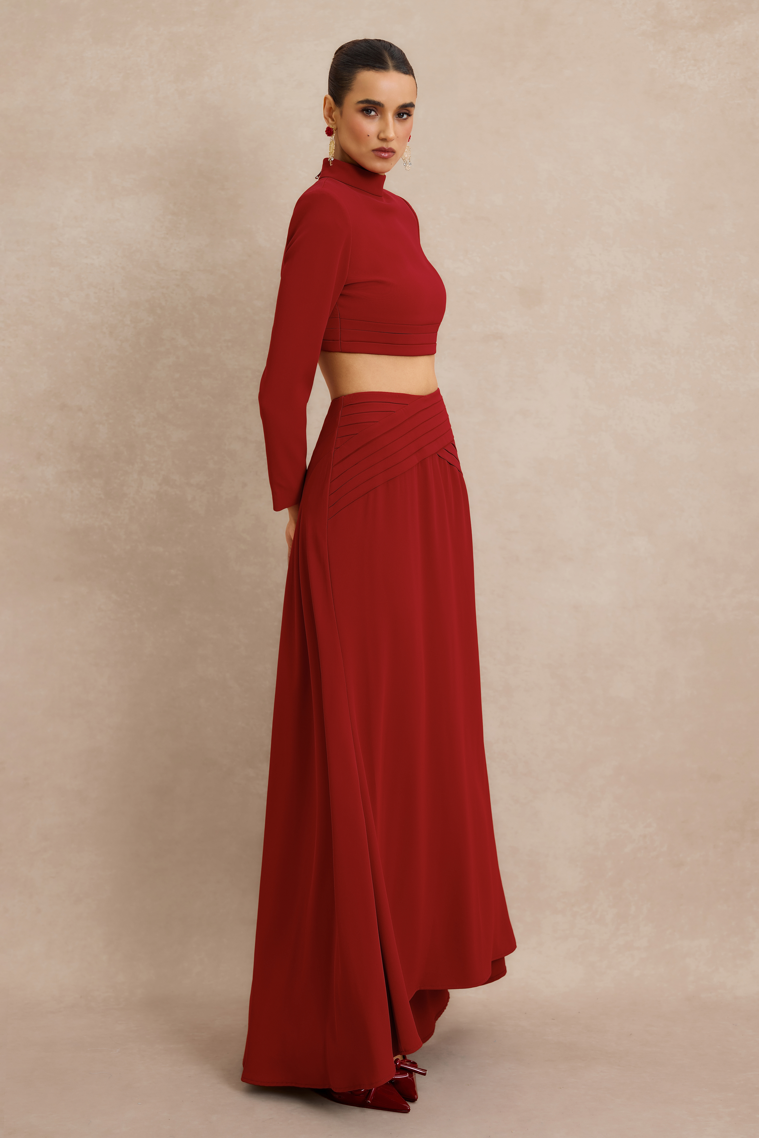 Pleat Top & Maxi Skirt Set