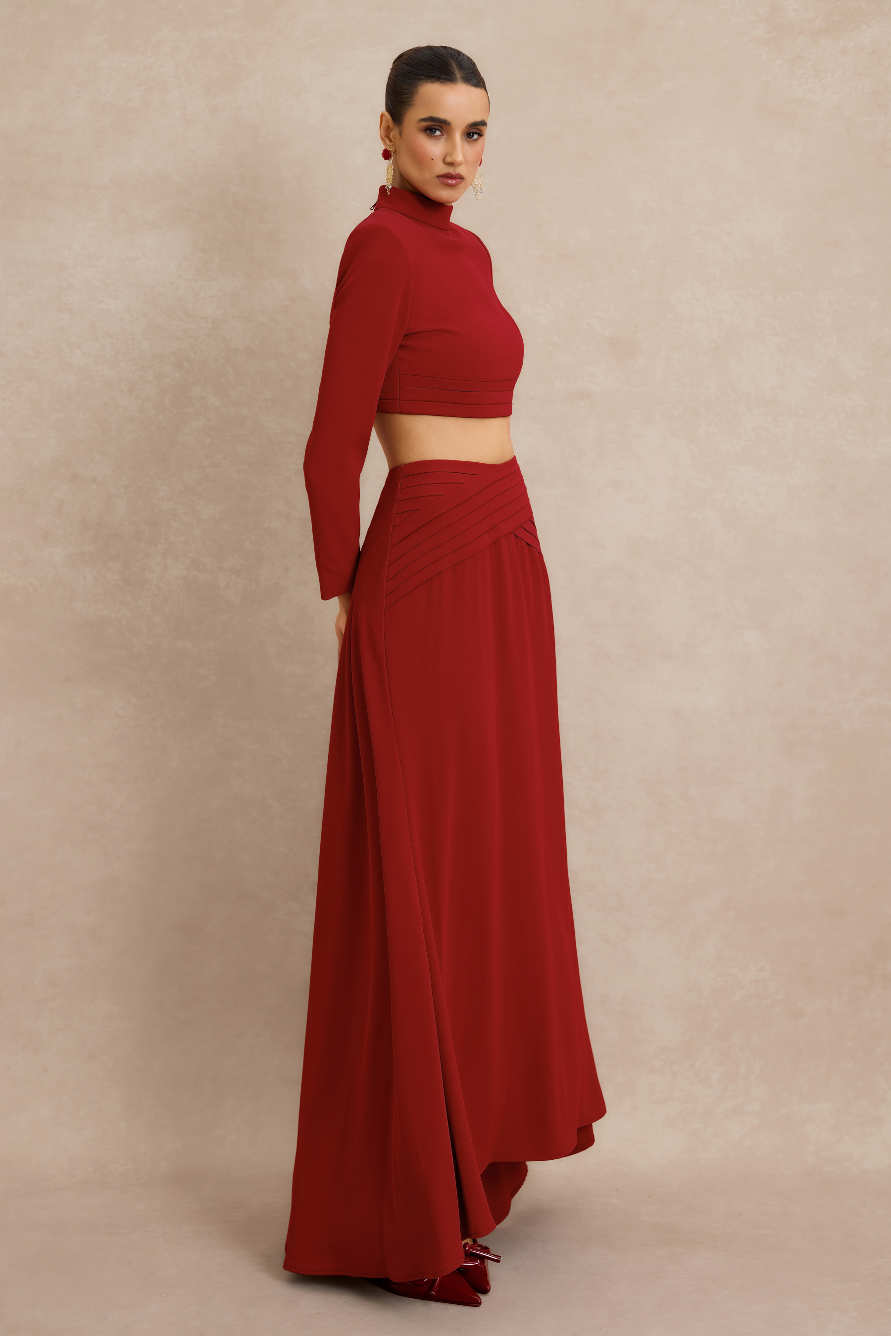 Pleat Top & Maxi Skirt Set