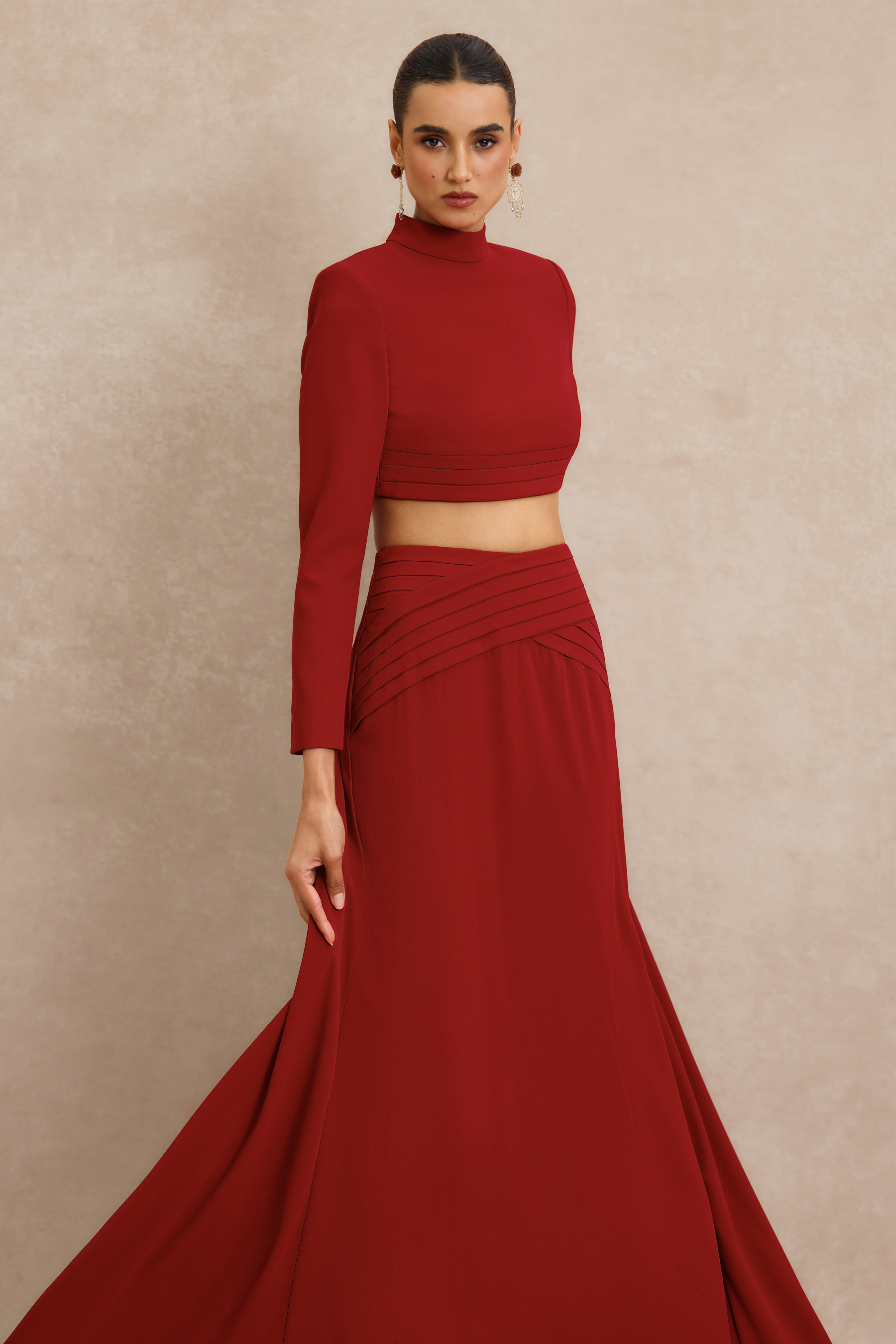 Pleat Top & Maxi Skirt Set