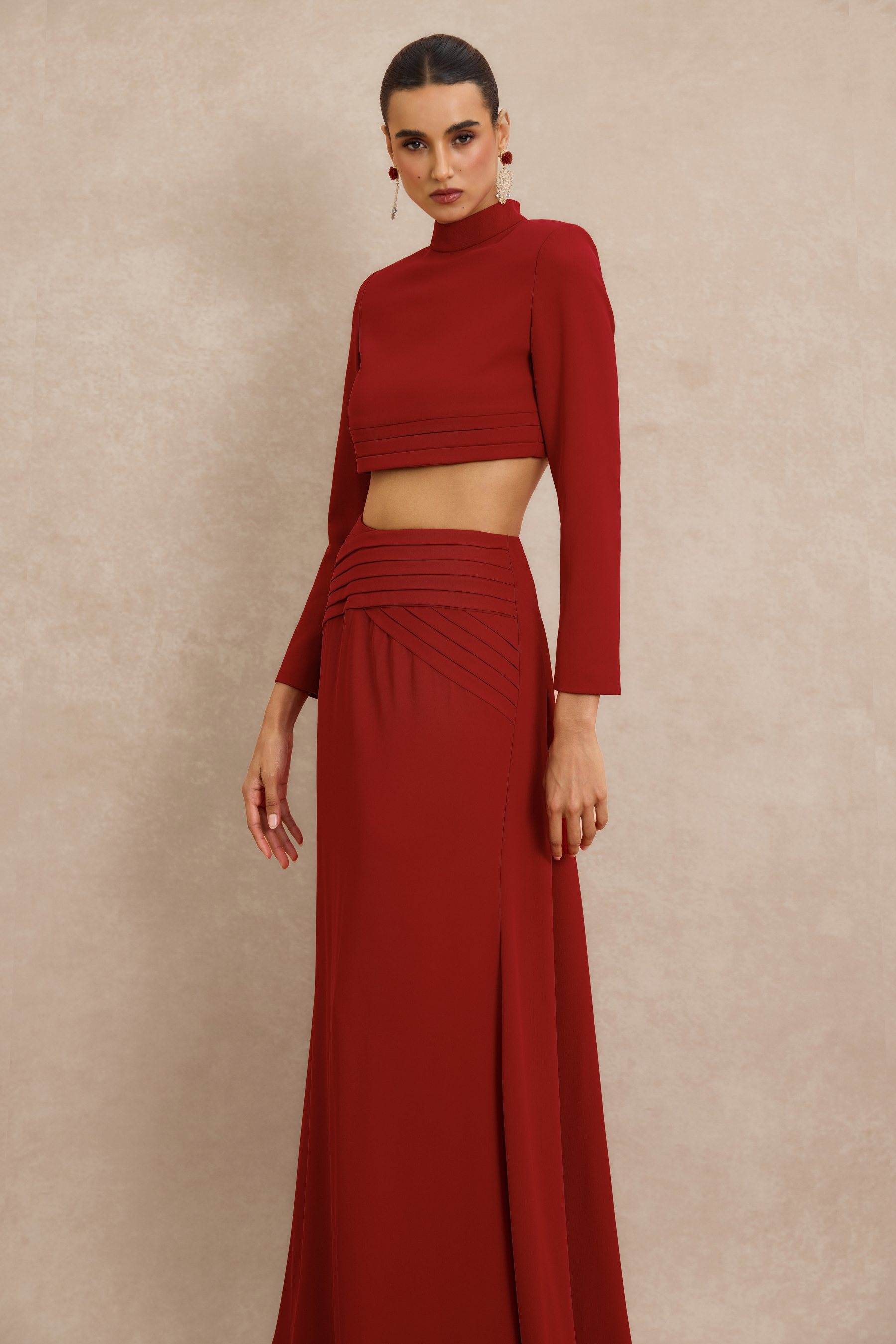Pleat Top & Maxi Skirt Set