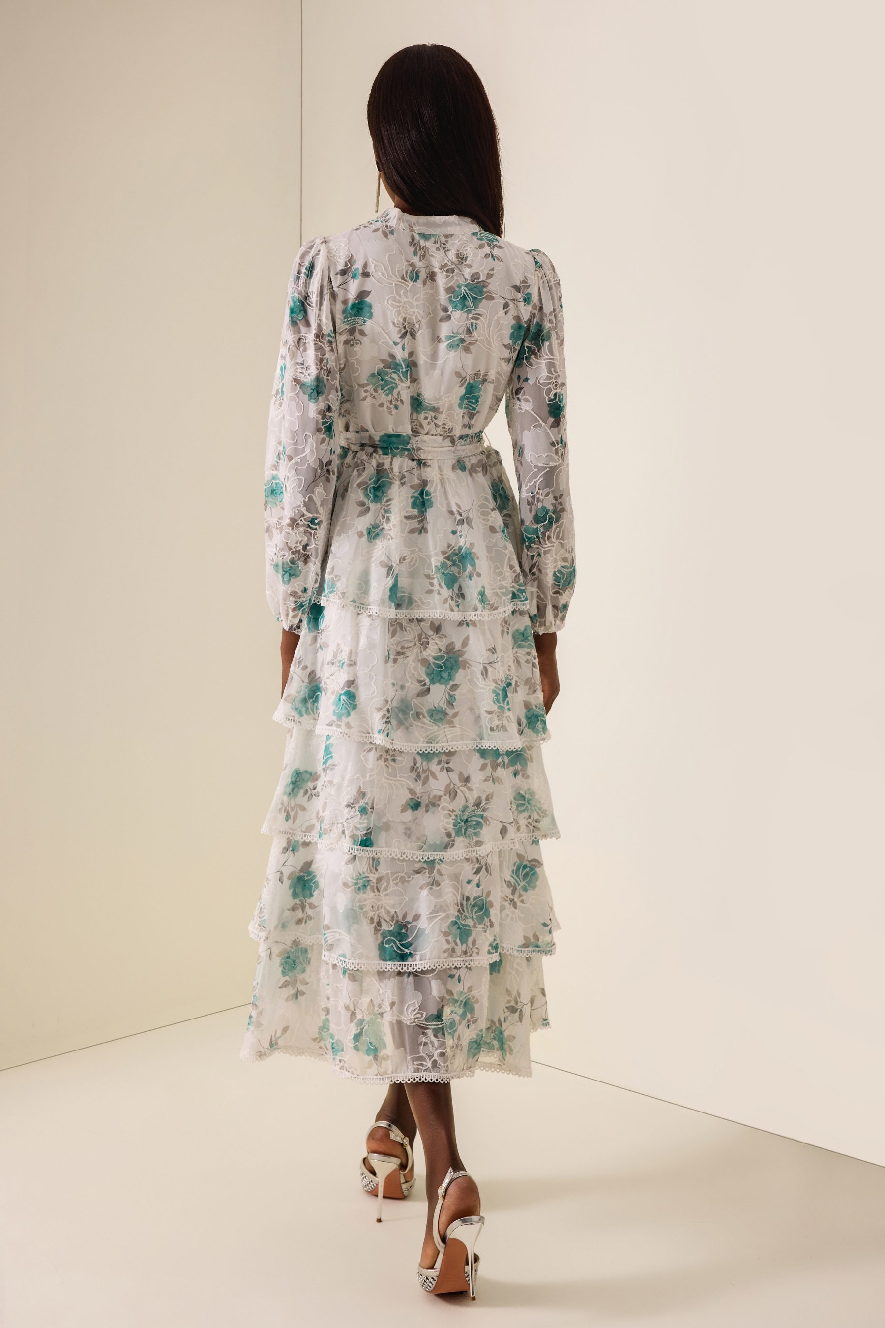 Floral Burn-Out Embroidered Midi Dress