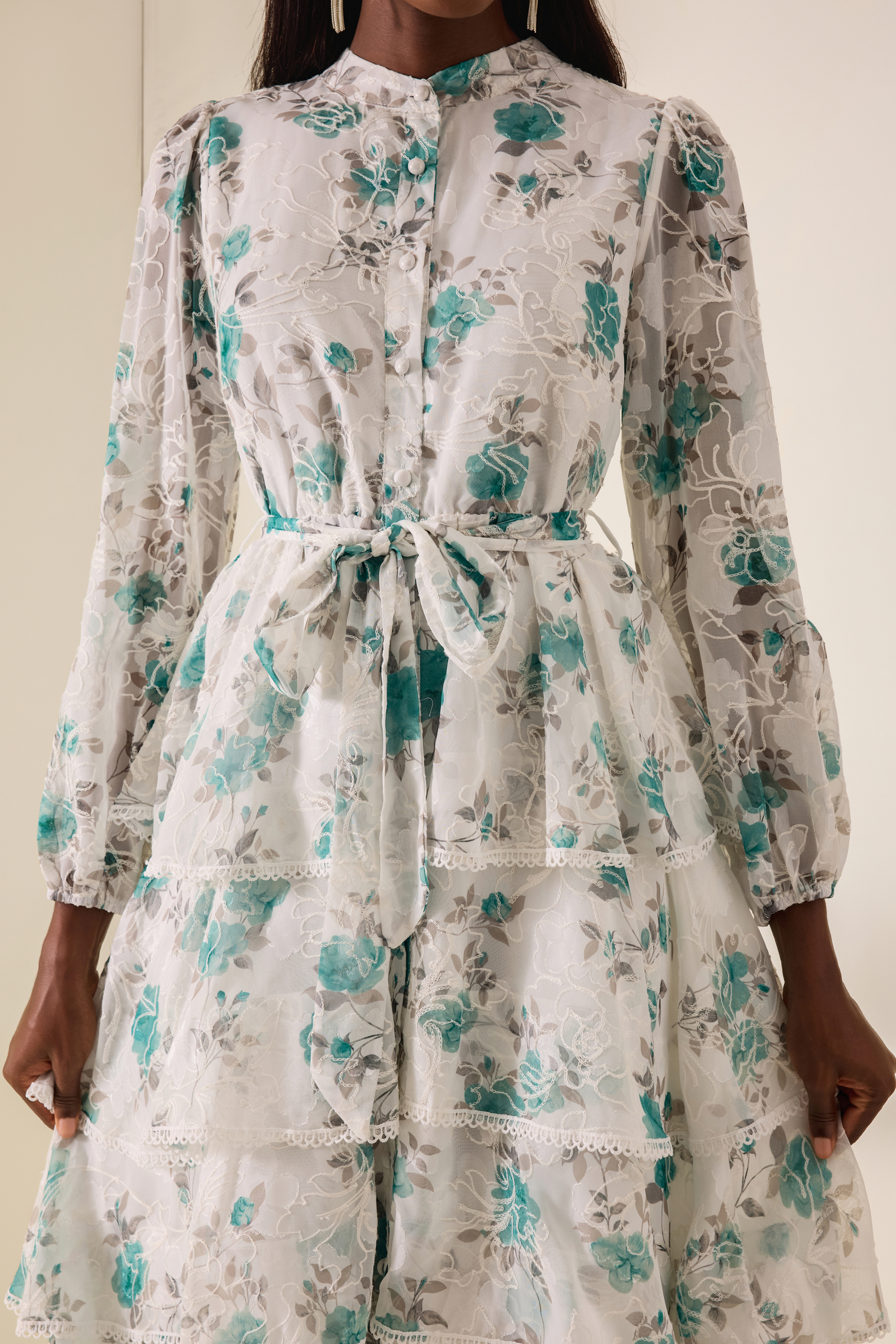 Floral Burn-Out Embroidered Midi Dress