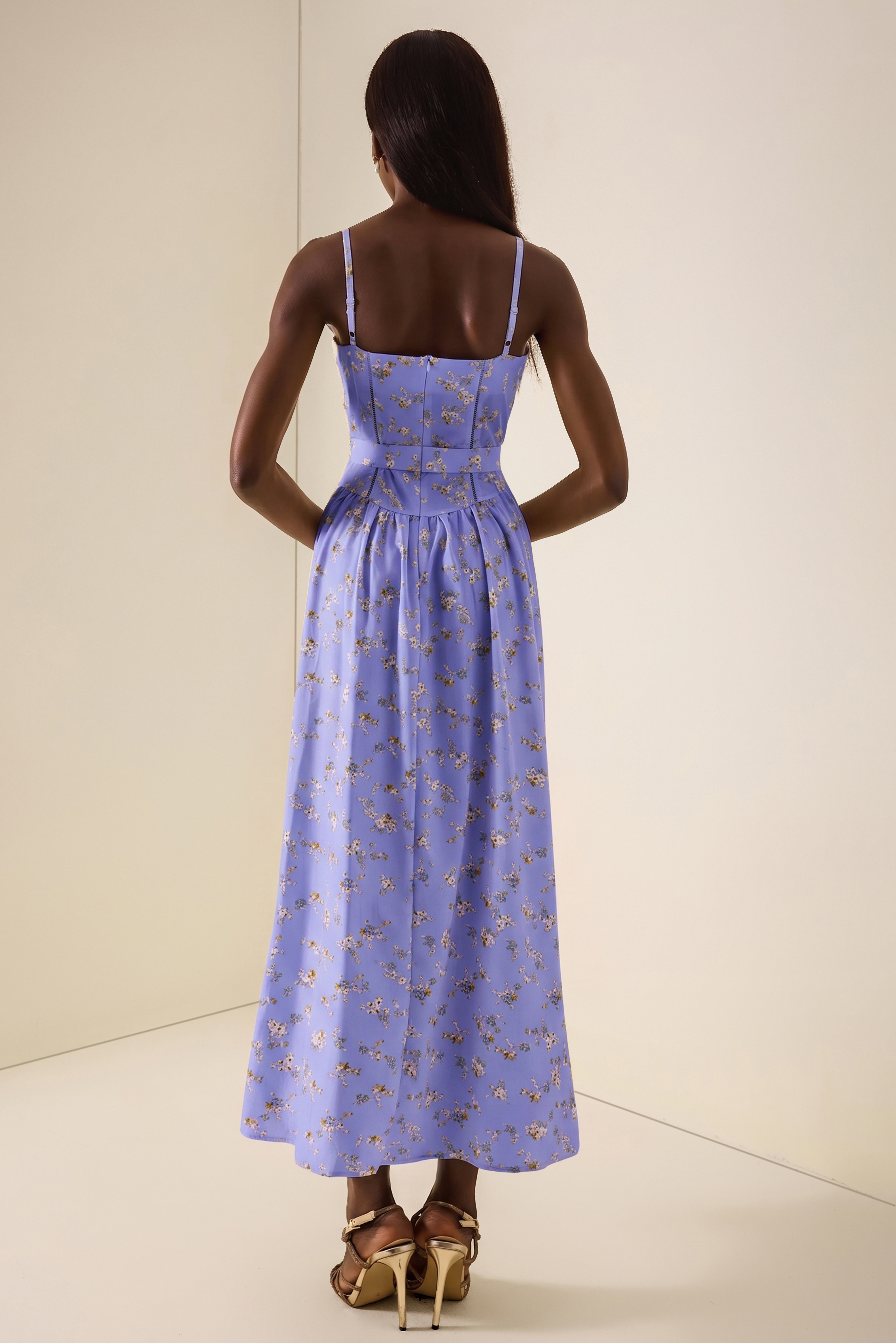 Floral Gathering Slip Midi Dress