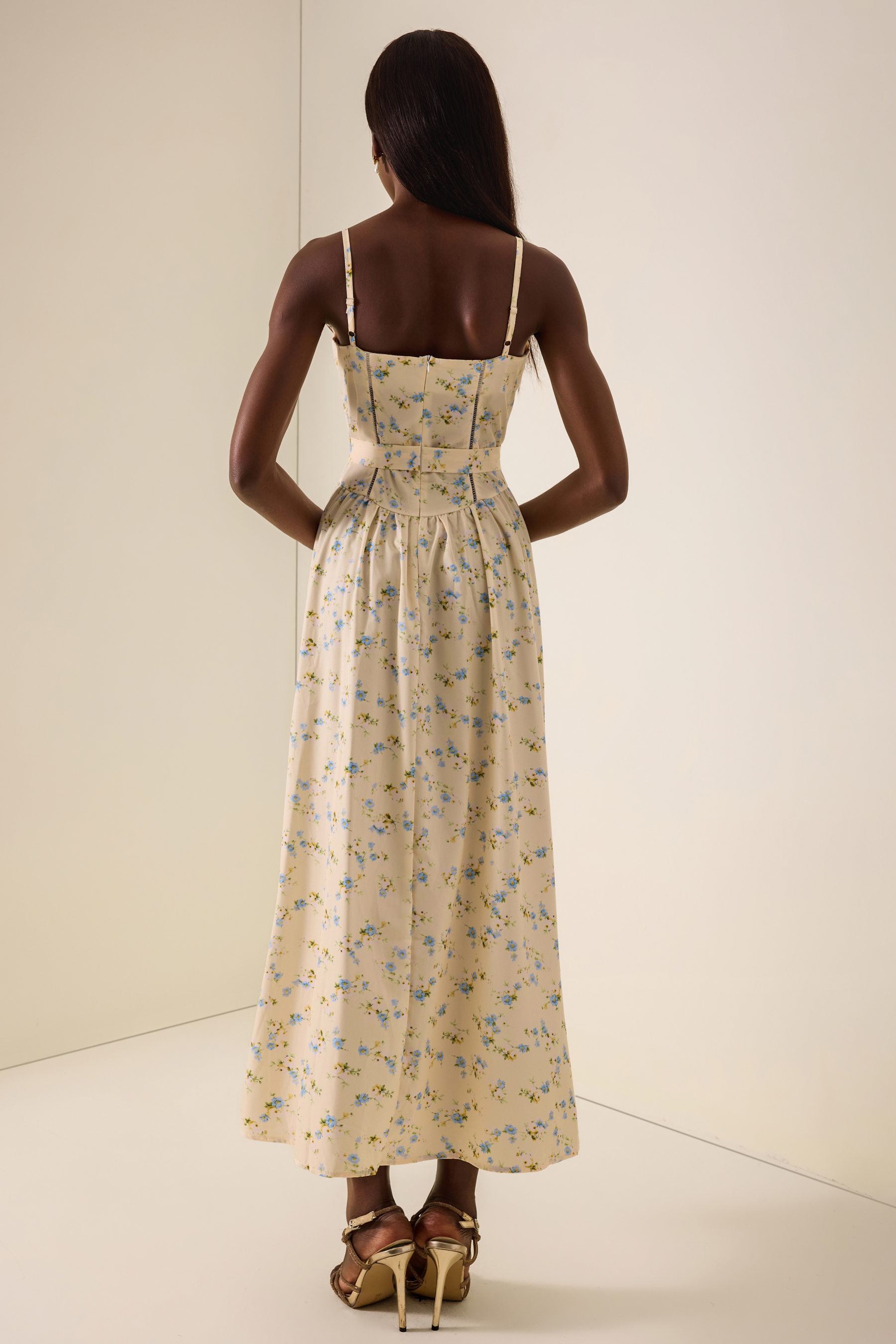 Floral Gathering Slip Midi Dress