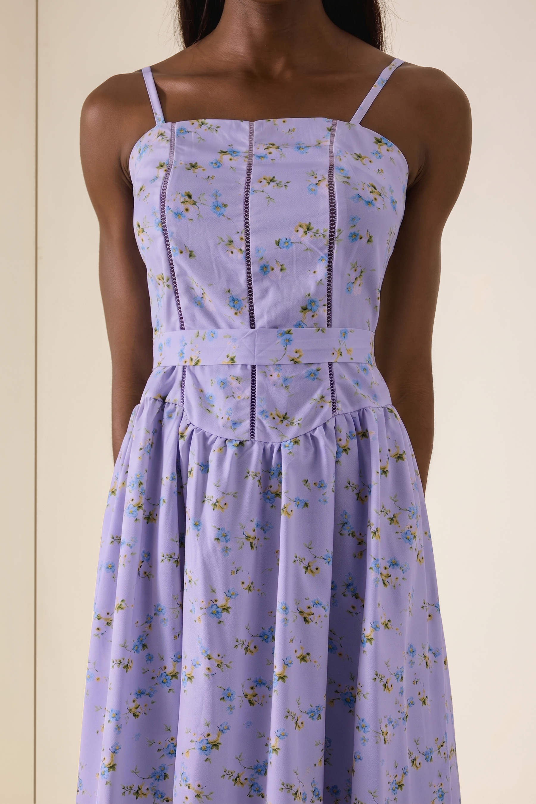 Floral Gathering Slip Midi Dress