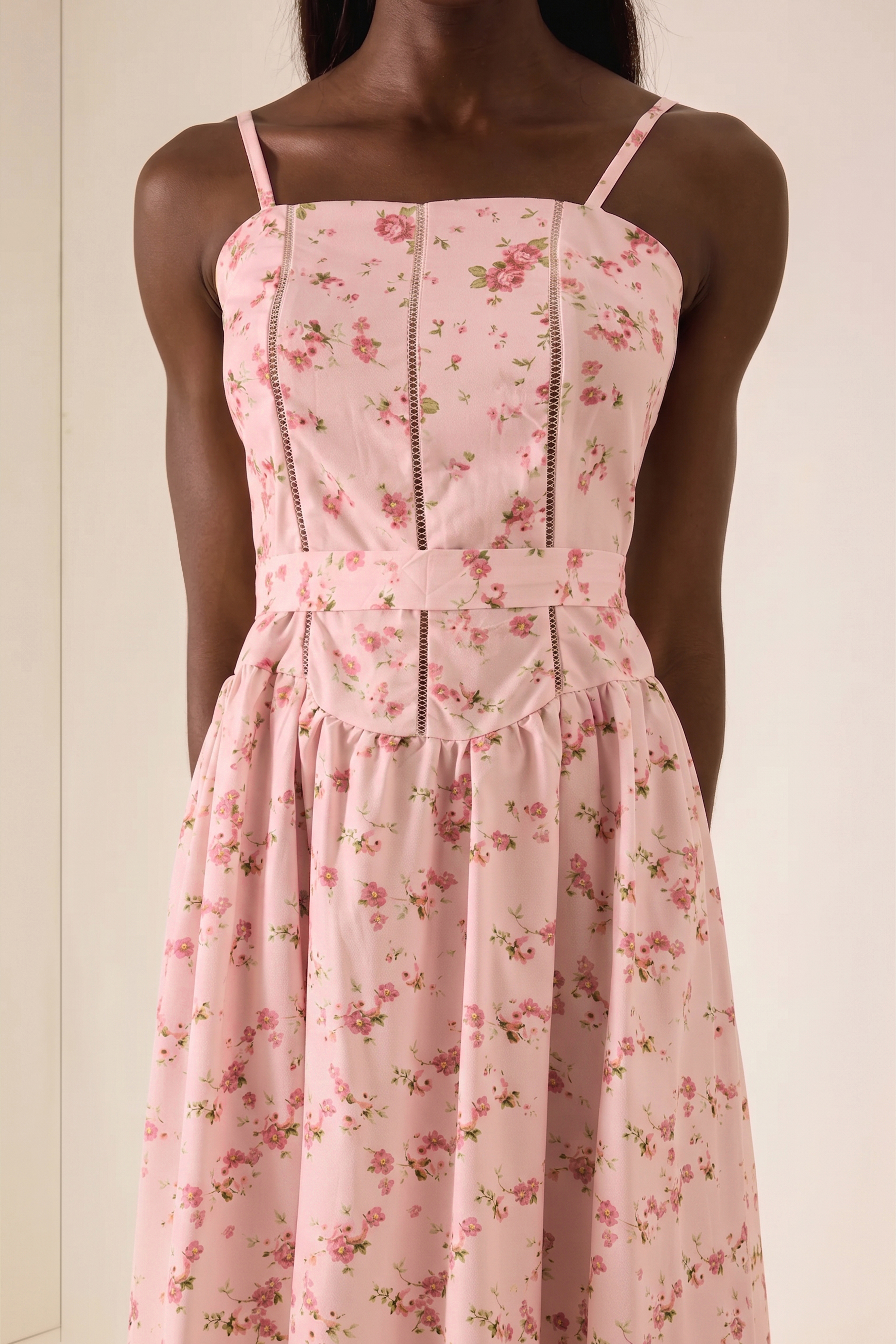 Floral Gathering Slip Midi Dress