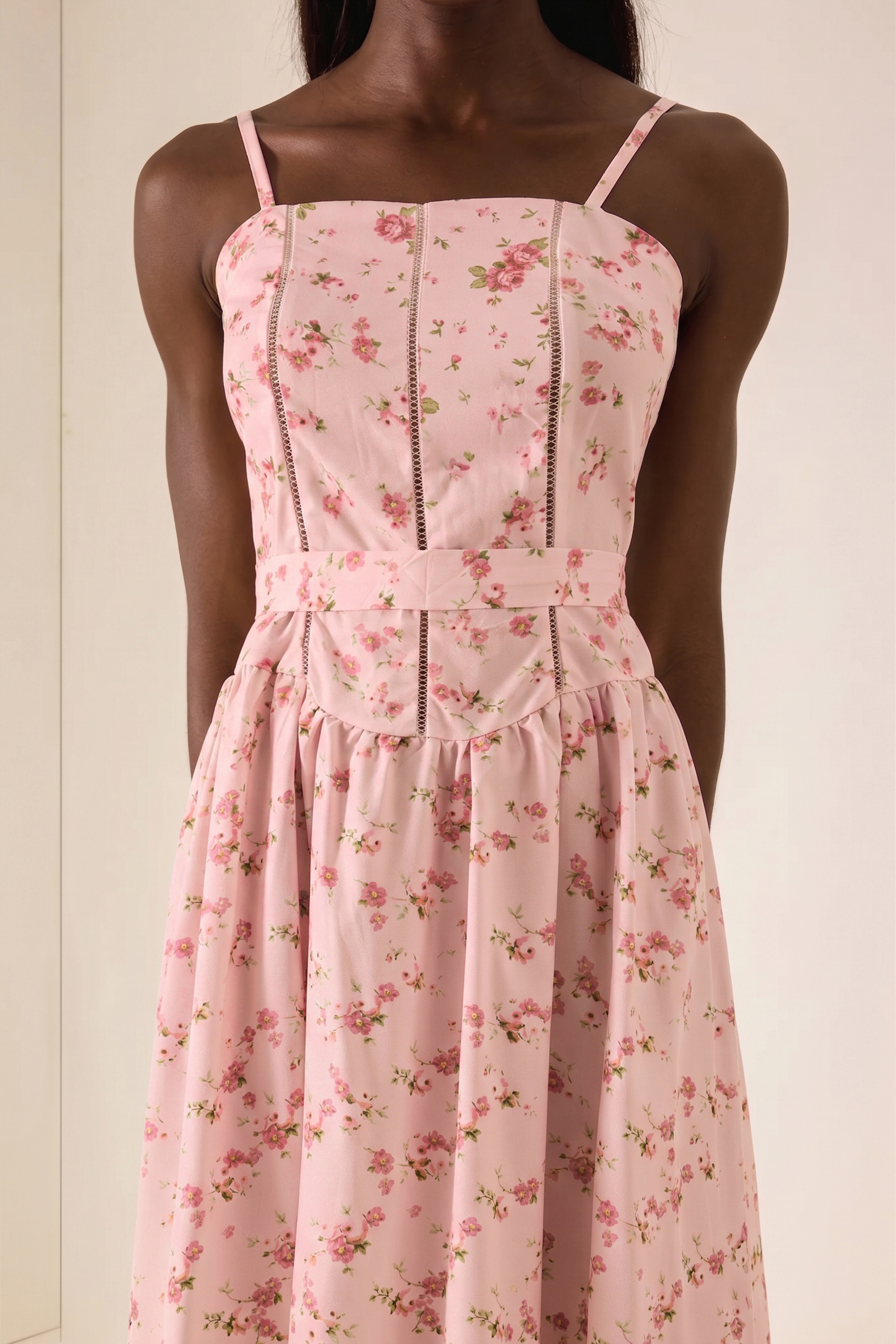 Floral Gathering Slip Midi Dress