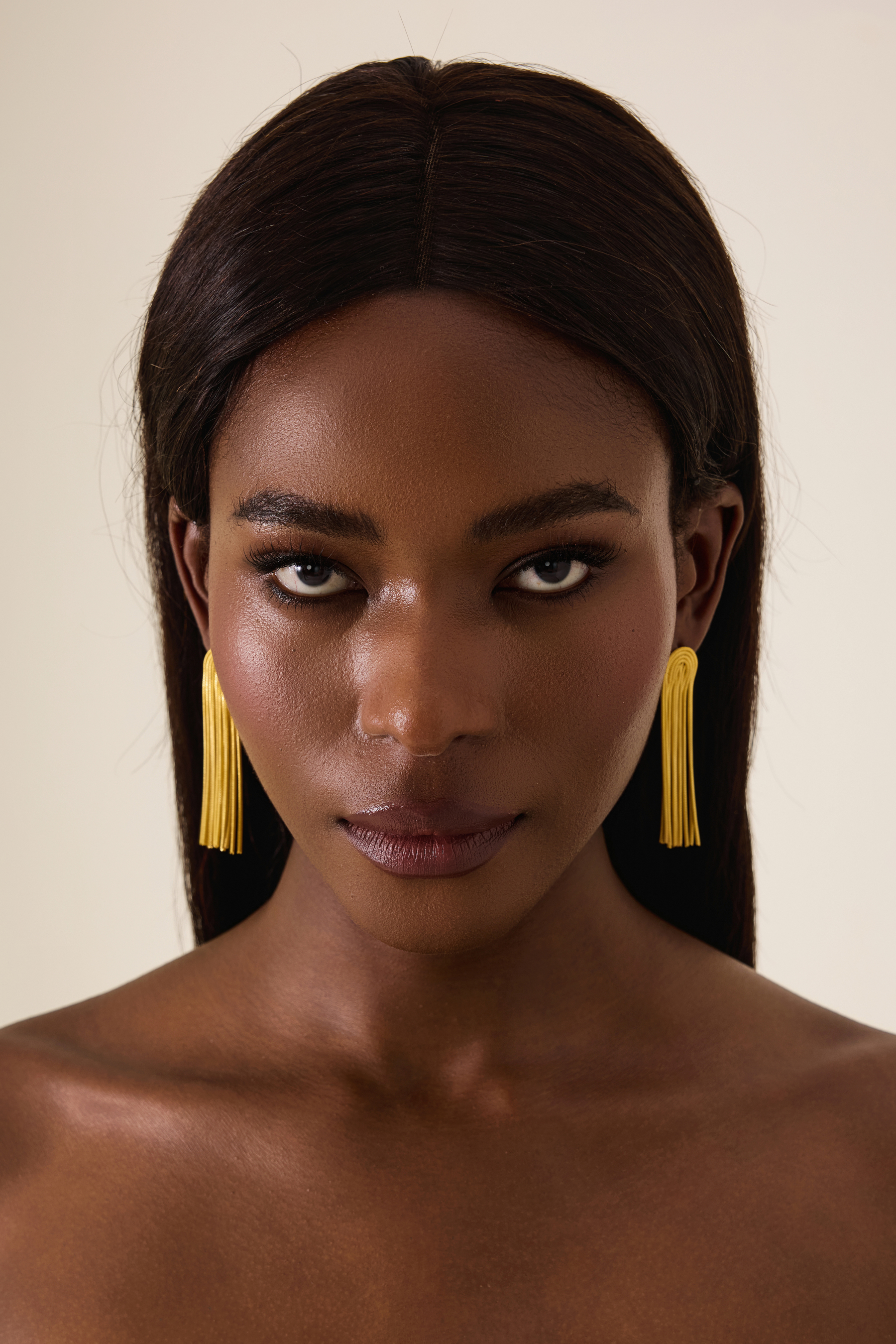 Gold Snake Chain Tassel Earrings